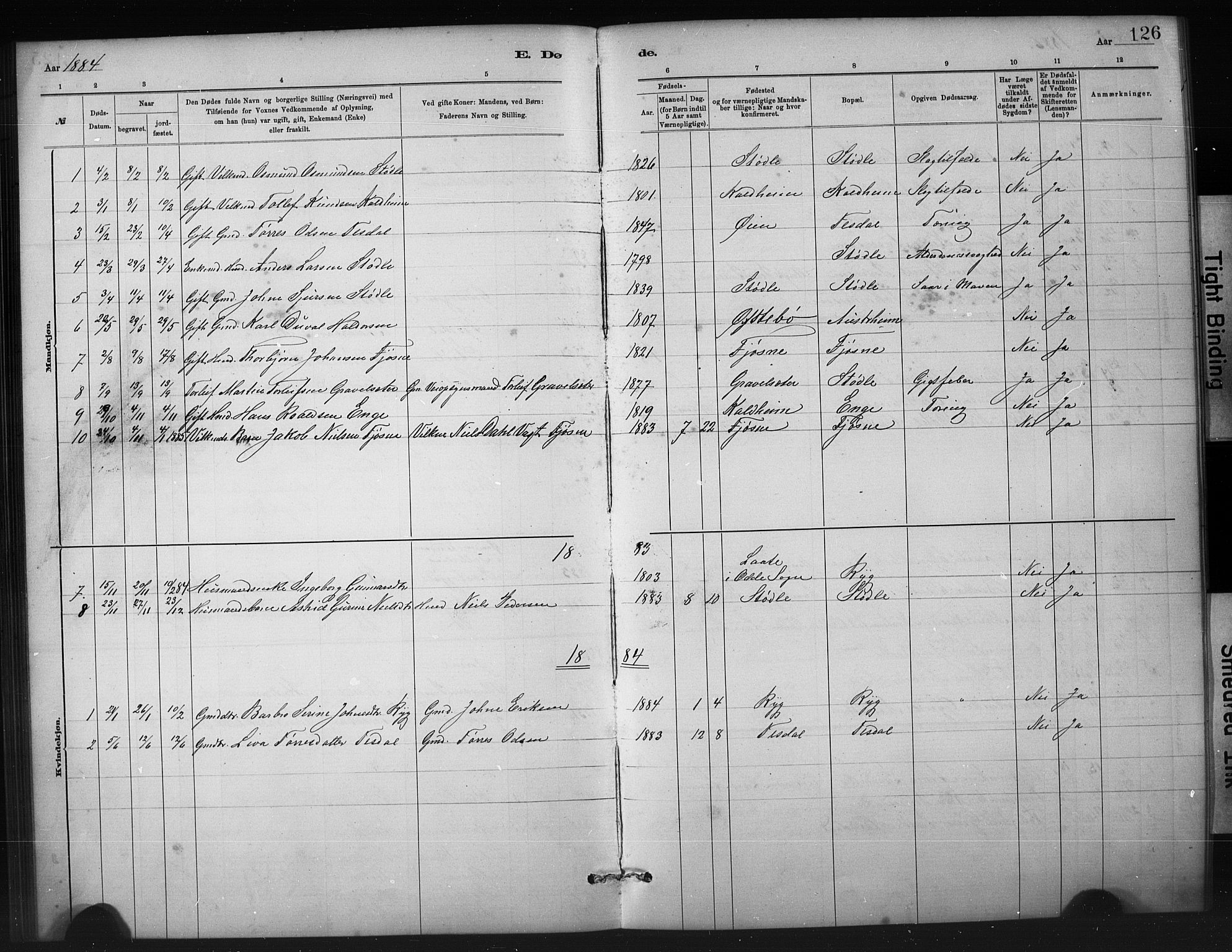 Etne sokneprestembete, SAB/A-75001/H/Hab: Parish register (copy) no. A 5, 1879-1896, p. 126