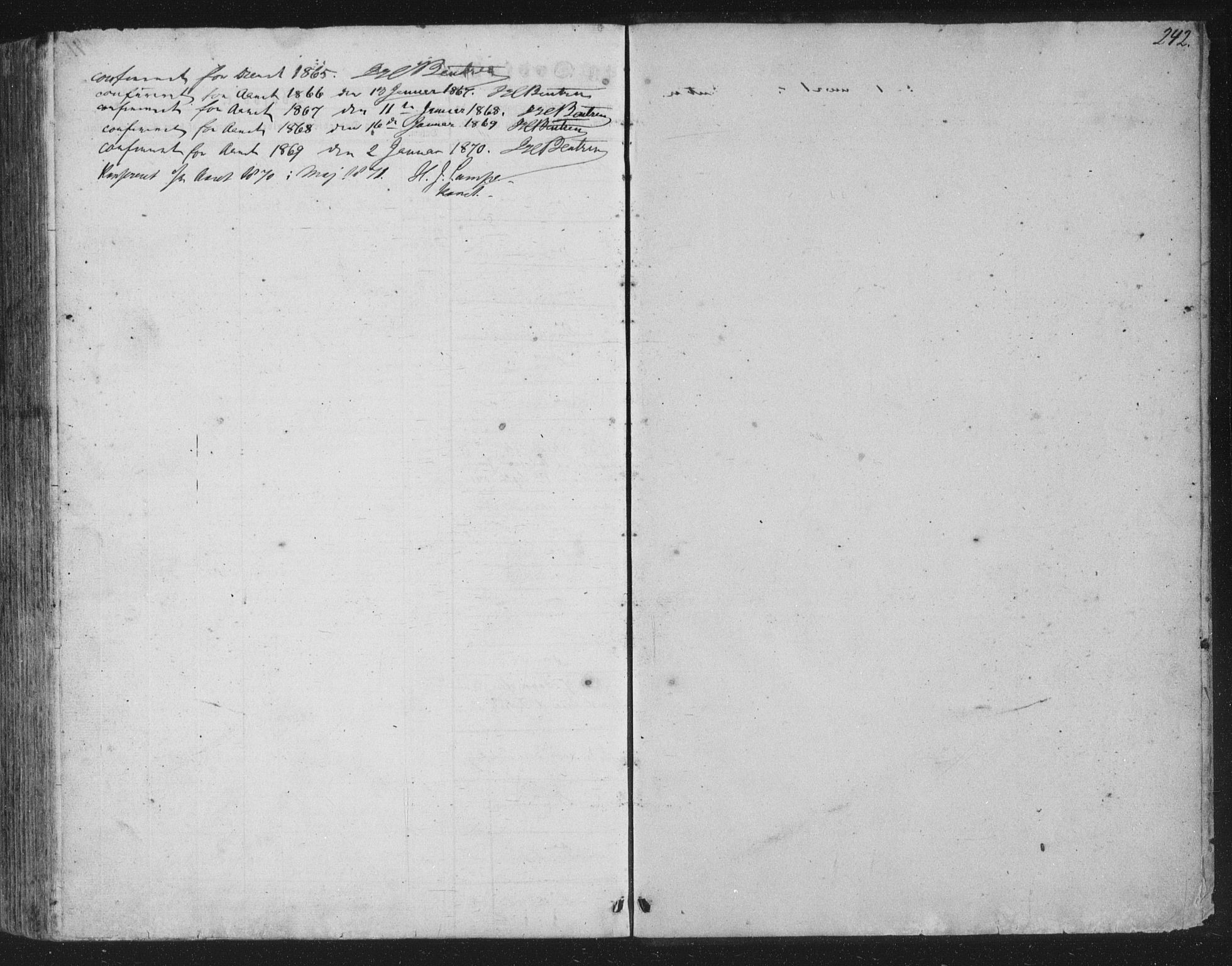 Askøy Sokneprestembete, AV/SAB-A-74101/H/Ha/Hab/Haba/L0005: Parish register (copy) no. A 5, 1857-1871, p. 242