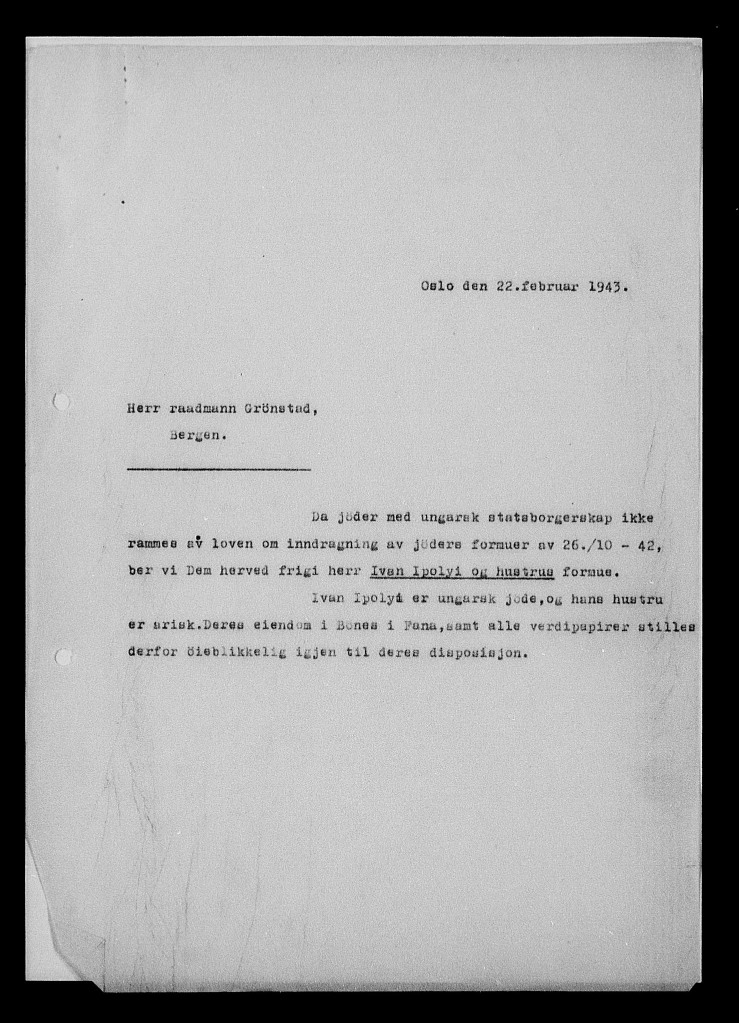 Justisdepartementet, Tilbakeføringskontoret for inndratte formuer, AV/RA-S-1564/H/Hc/Hcd/L1009: --, 1945-1947, p. 24