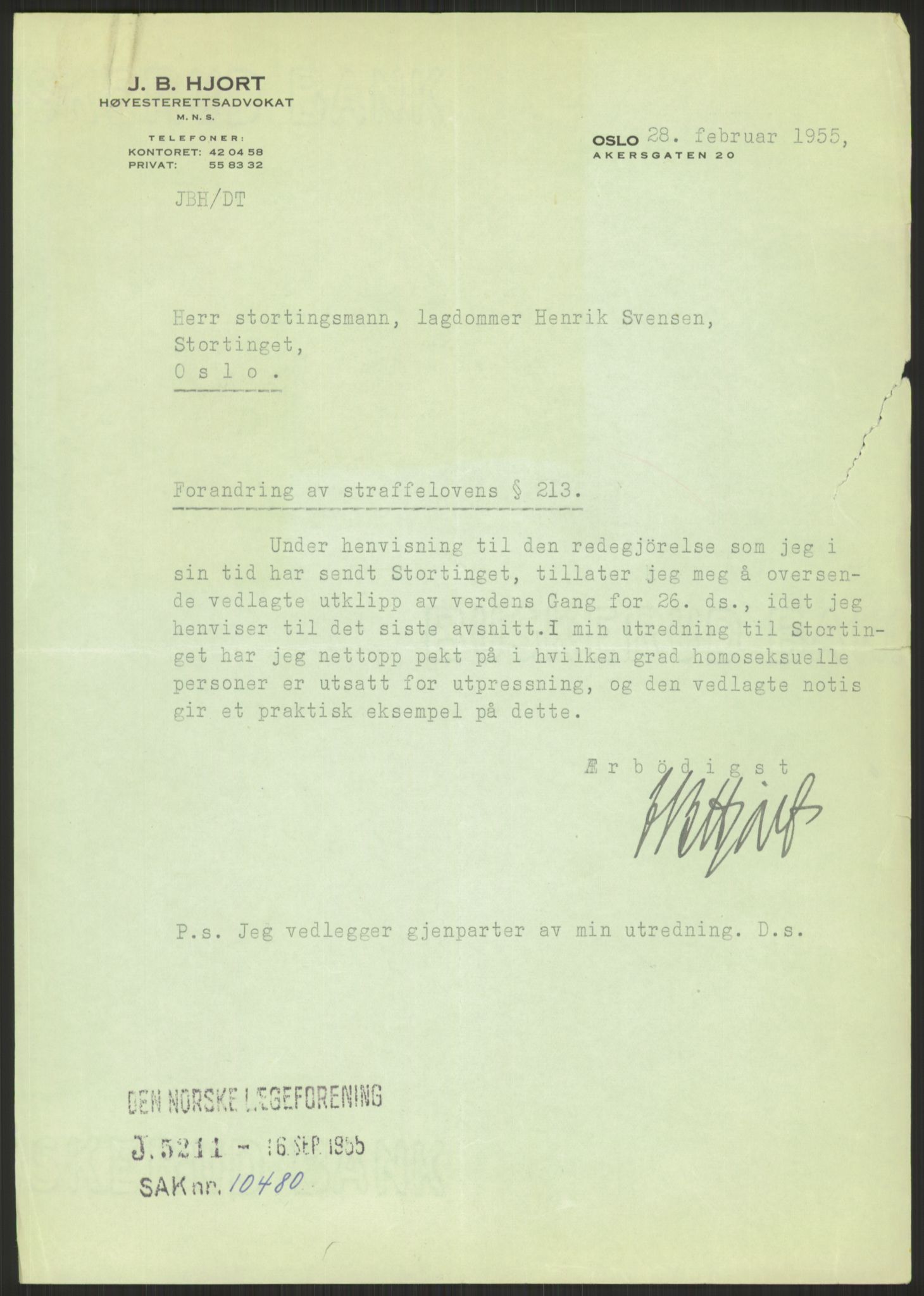 Justisdepartementet, Lovavdelingen, AV/RA-S-3212/D/De/L0029/0001: Straffeloven / Straffelovens revisjon: 5 - Ot. prp. nr.  41 - 1945: Homoseksualiet. 3 mapper, 1956-1970, p. 343