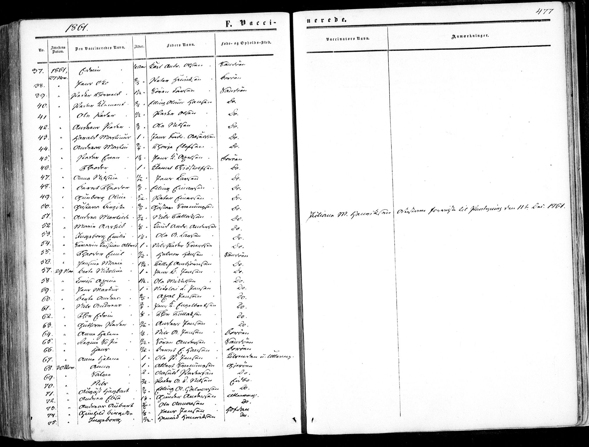Dypvåg sokneprestkontor, SAK/1111-0007/F/Fa/Faa/L0006: Parish register (official) no. A 6, 1855-1872, p. 477