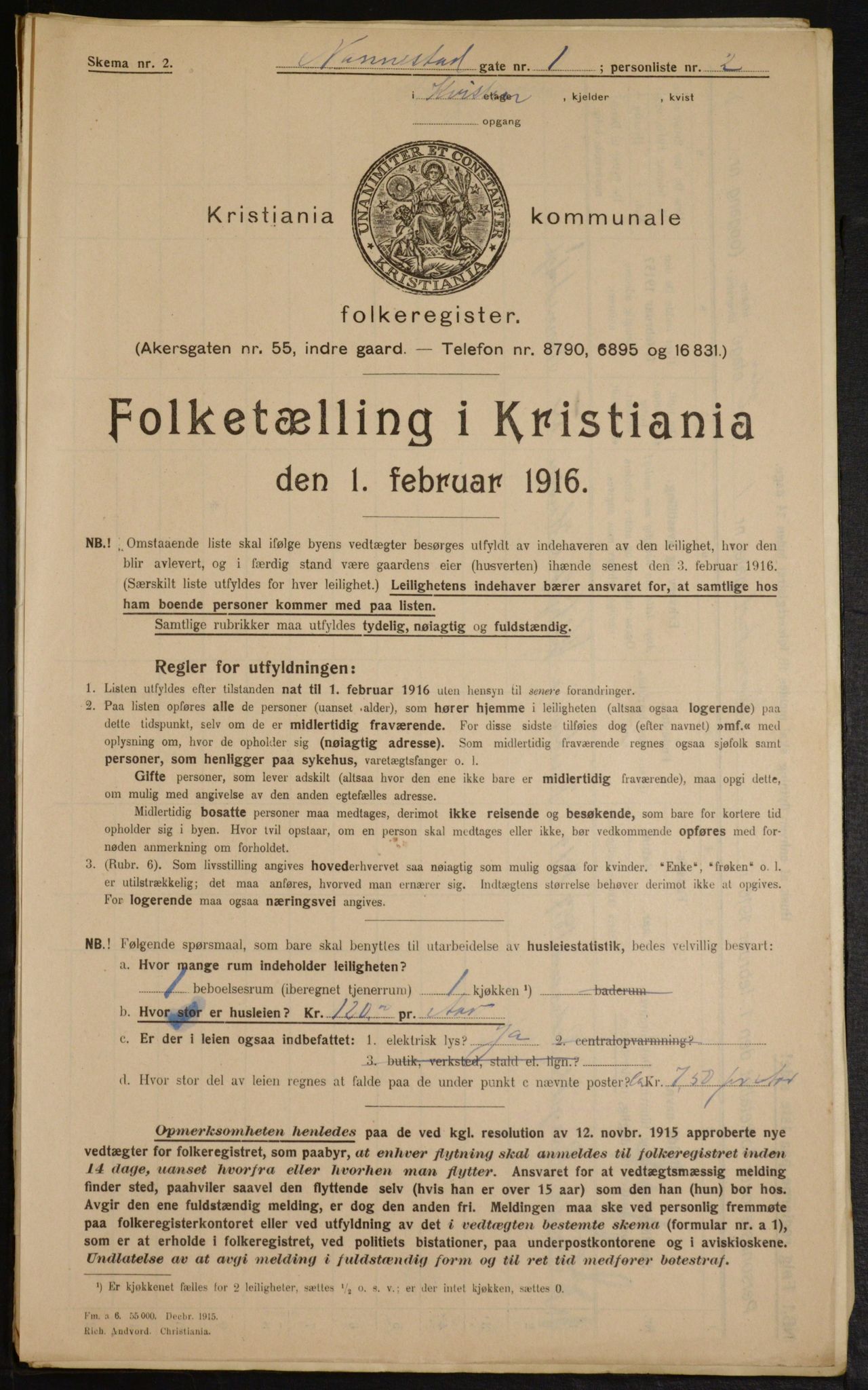 OBA, Municipal Census 1916 for Kristiania, 1916, p. 70744