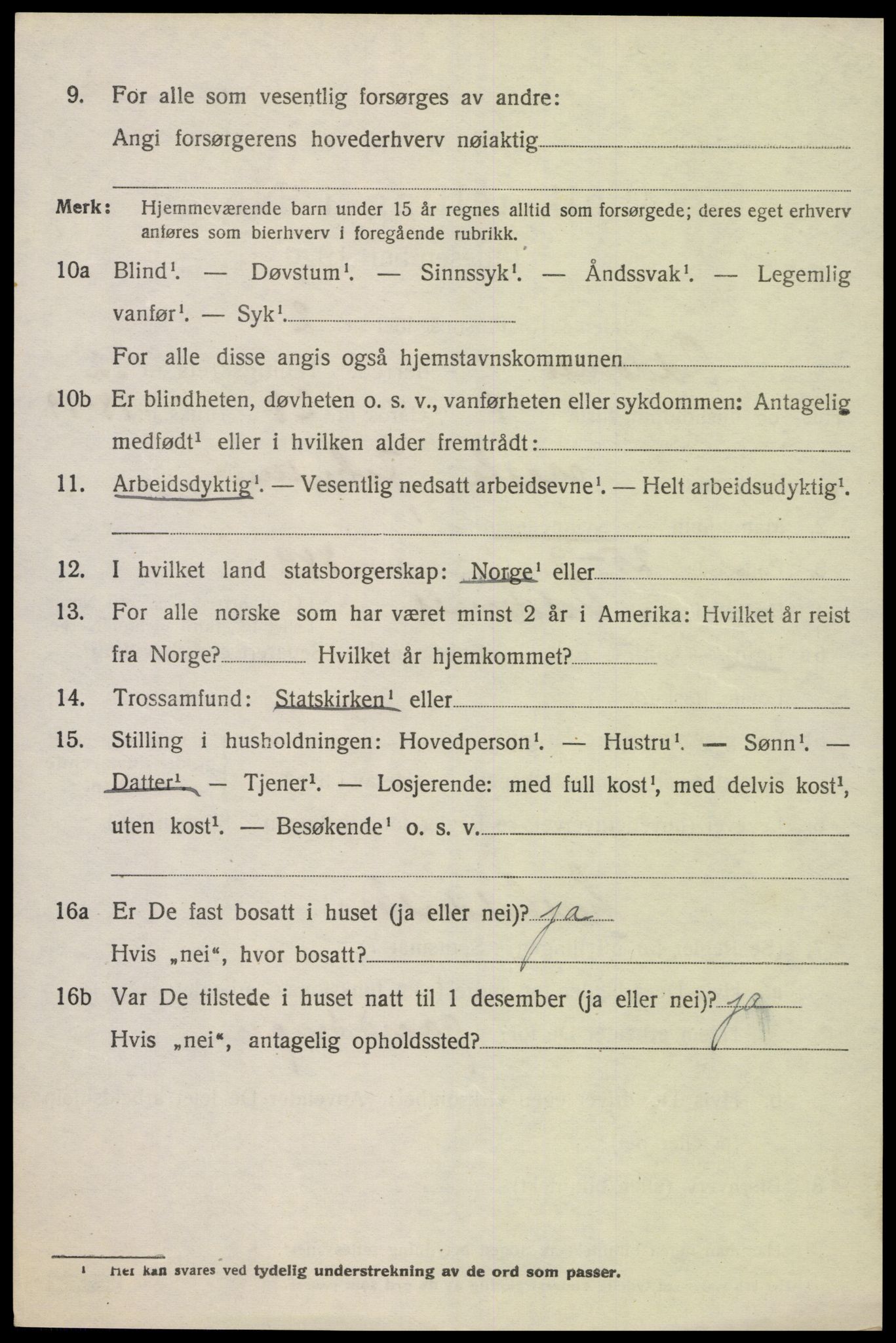 SAK, 1920 census for Oddernes, 1920, p. 7604