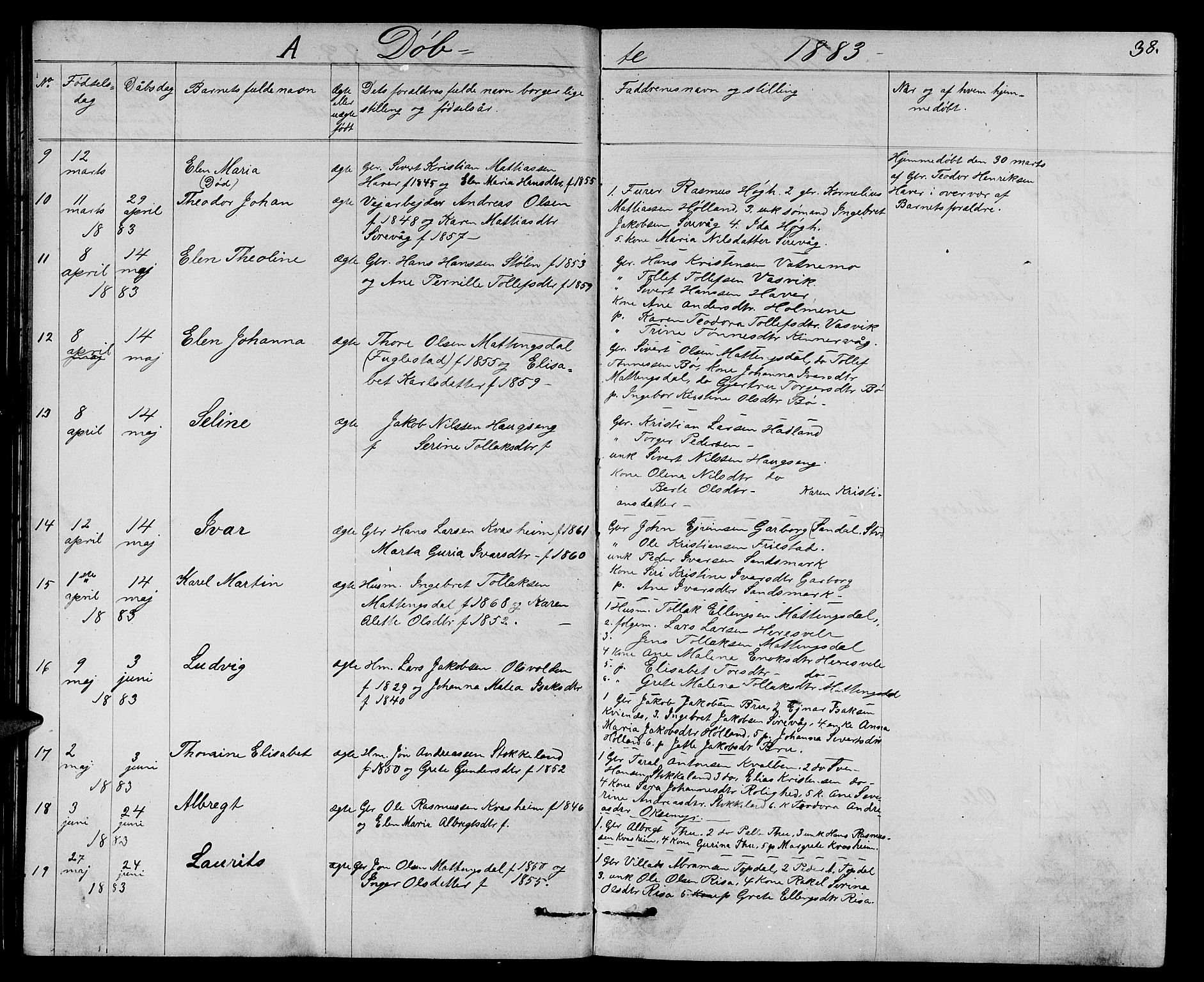 Eigersund sokneprestkontor, SAST/A-101807/S09/L0006: Parish register (copy) no. B 6, 1876-1889, p. 38