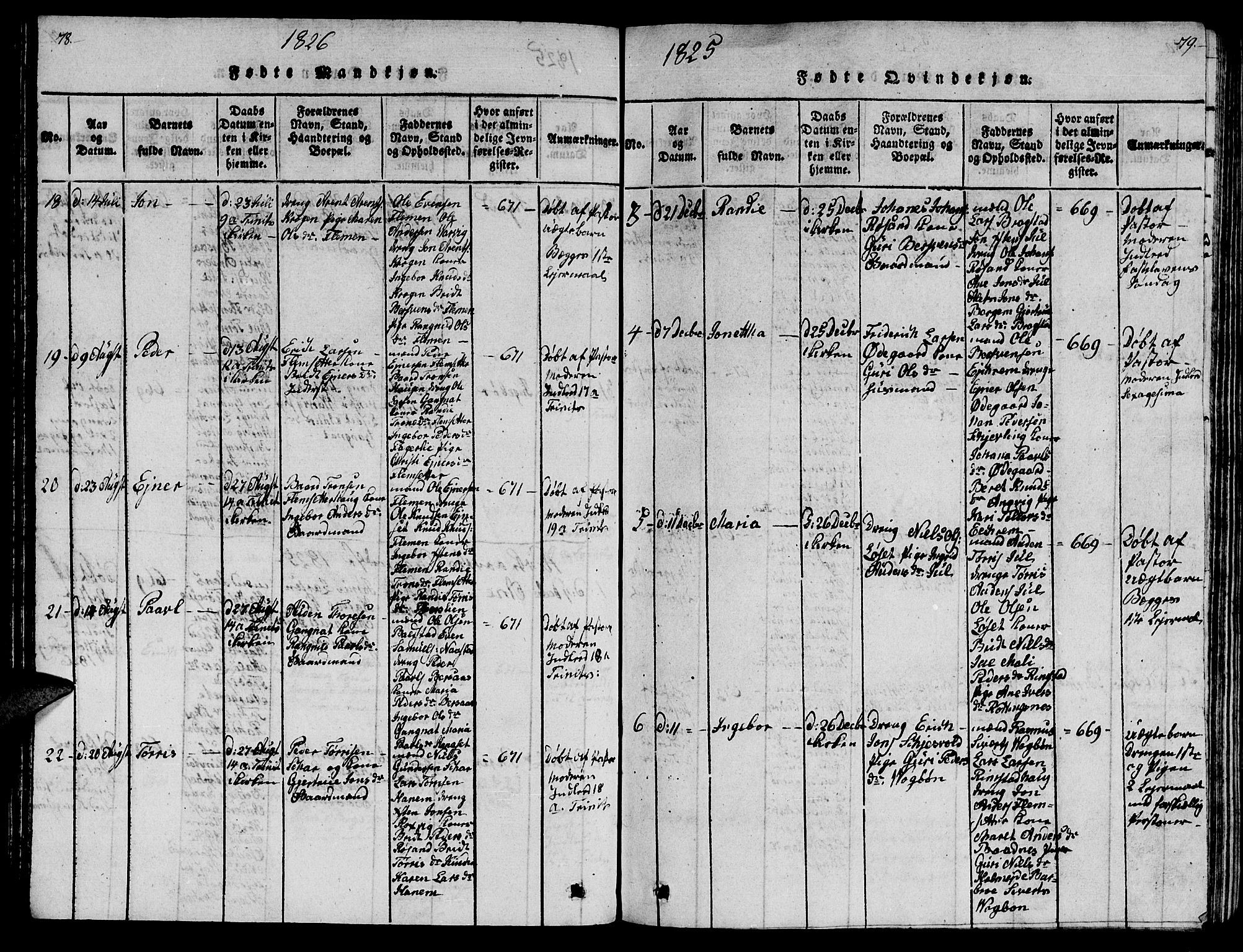 Ministerialprotokoller, klokkerbøker og fødselsregistre - Møre og Romsdal, AV/SAT-A-1454/586/L0990: Parish register (copy) no. 586C01, 1819-1837, p. 78-79