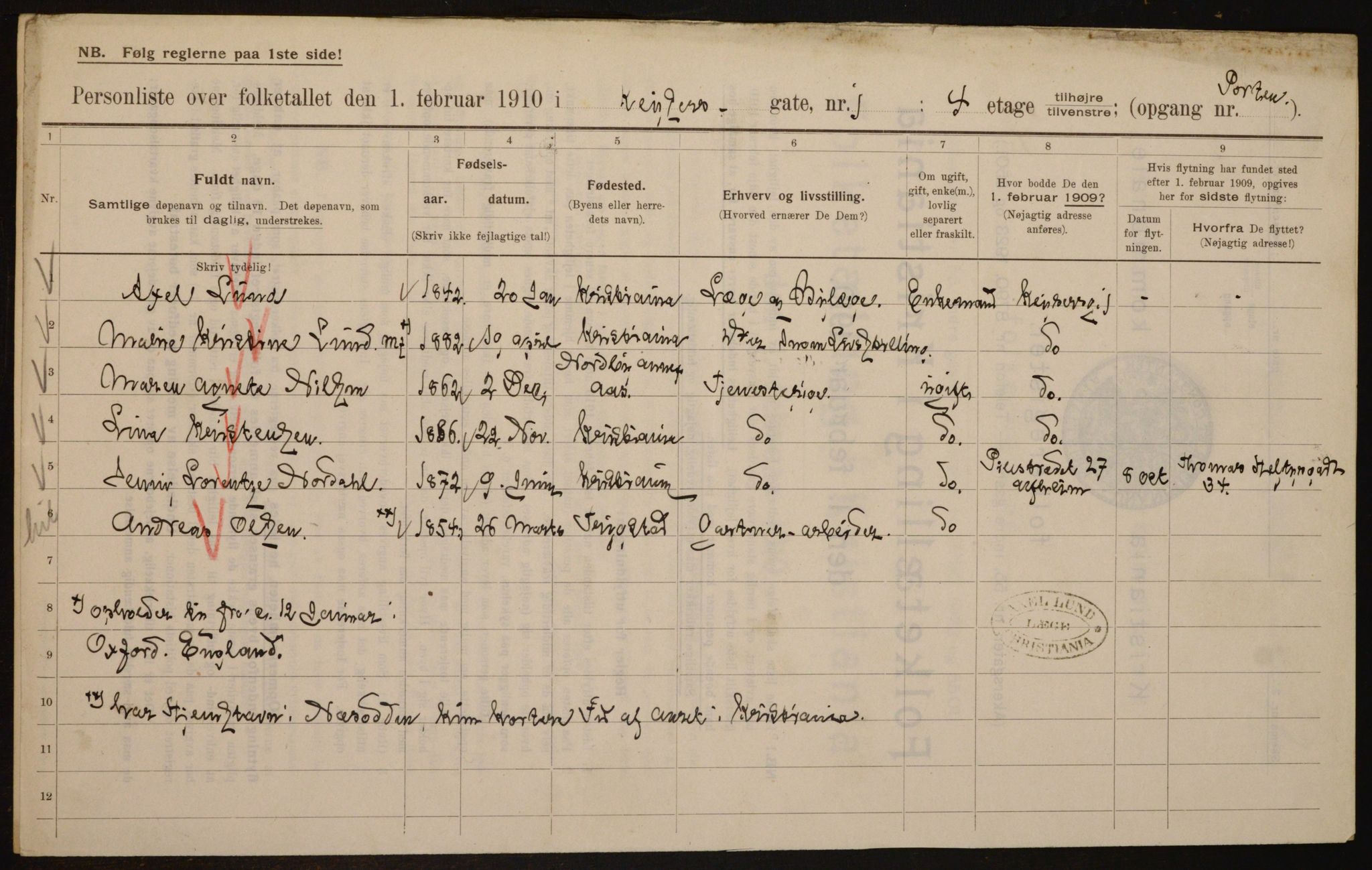 OBA, Municipal Census 1910 for Kristiania, 1910, p. 47692