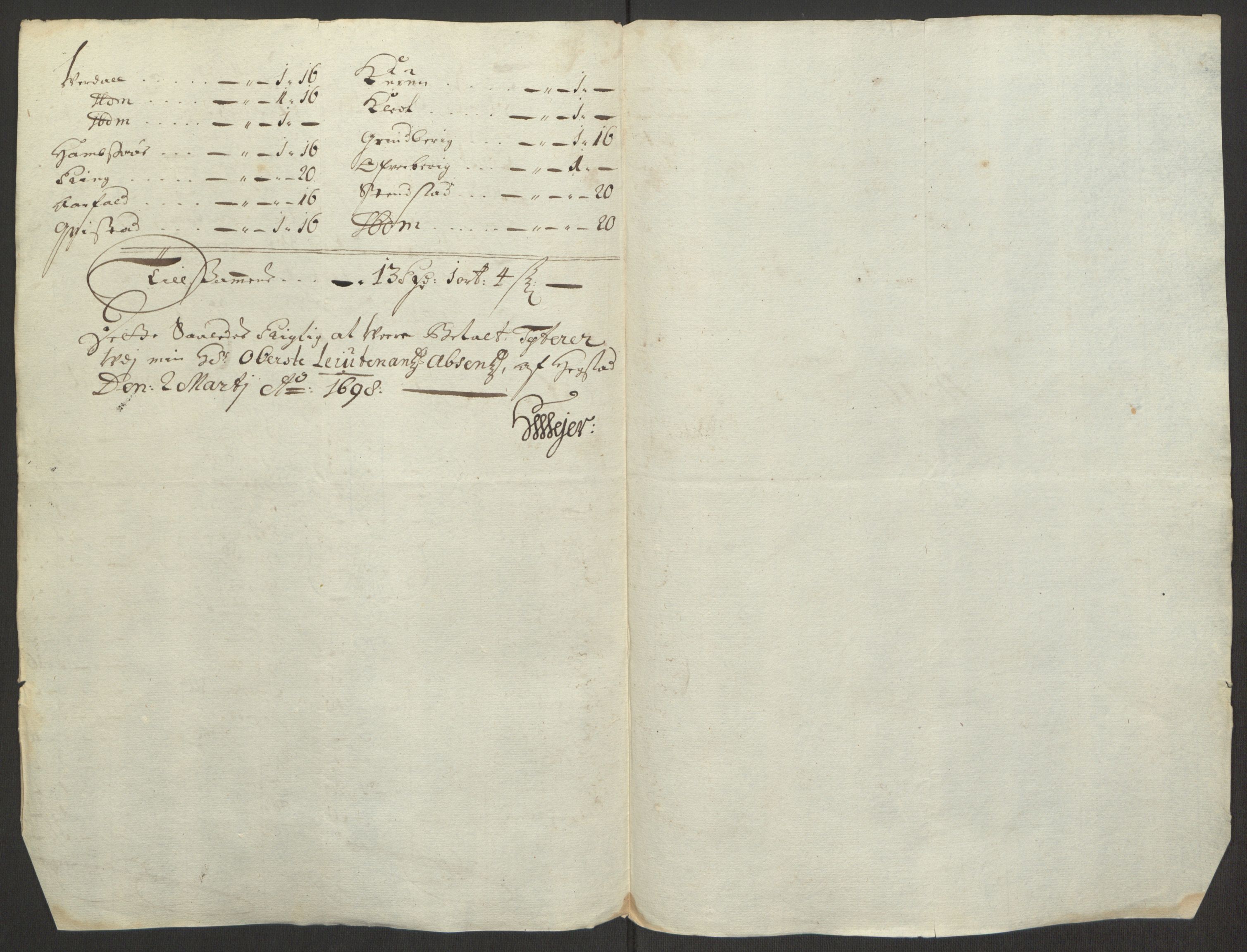 Rentekammeret inntil 1814, Reviderte regnskaper, Fogderegnskap, AV/RA-EA-4092/R63/L4309: Fogderegnskap Inderøy, 1695-1697, p. 565