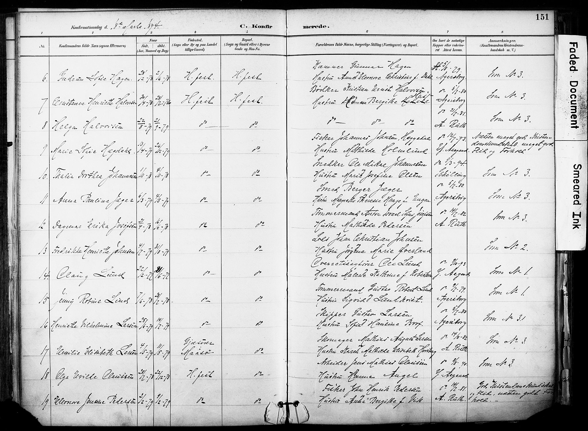 Hammerfest sokneprestkontor, AV/SATØ-S-1347/H/Ha/L0009.kirke: Parish register (official) no. 9, 1889-1897, p. 151