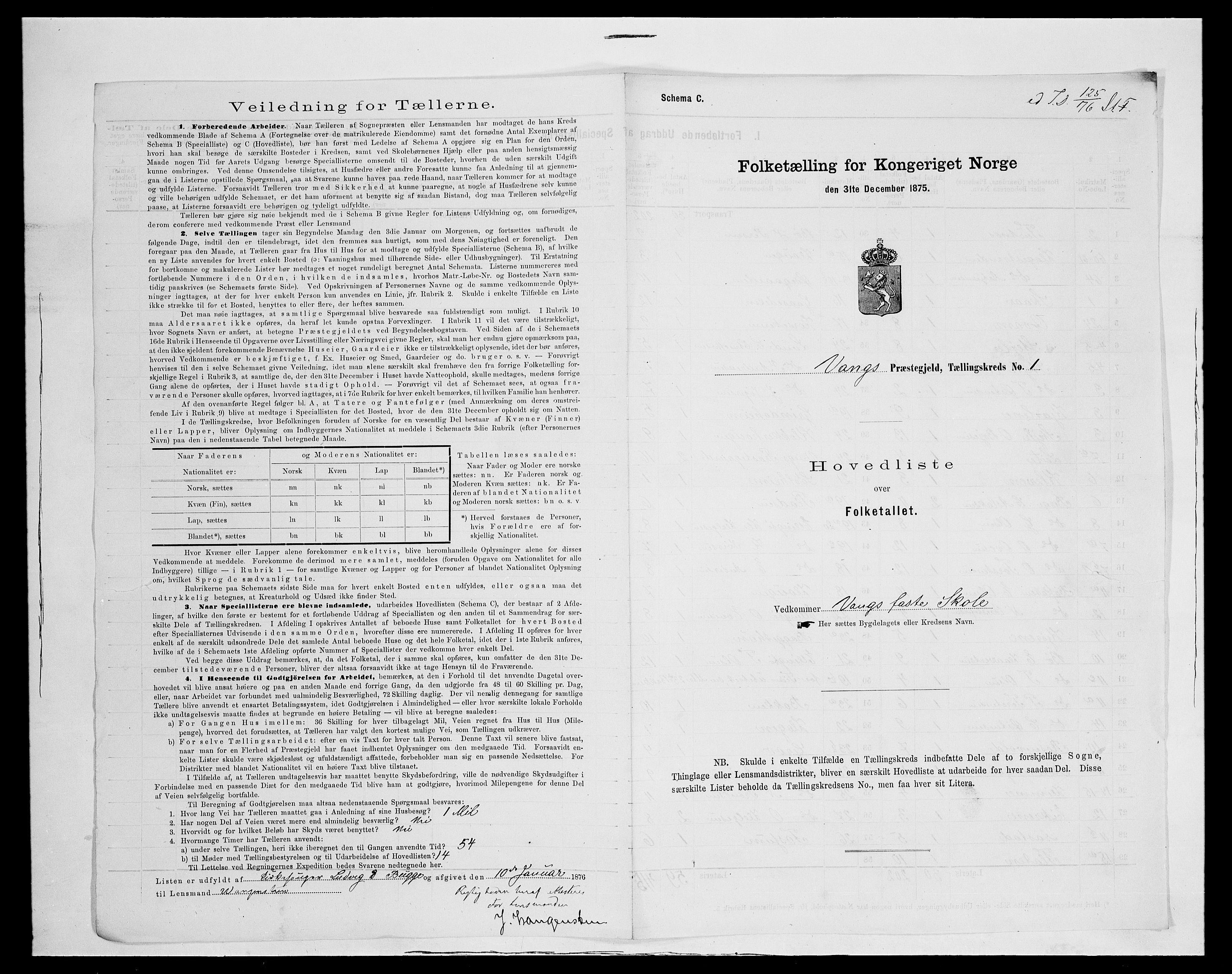 SAH, 1875 census for 0545P Vang, 1875, p. 11