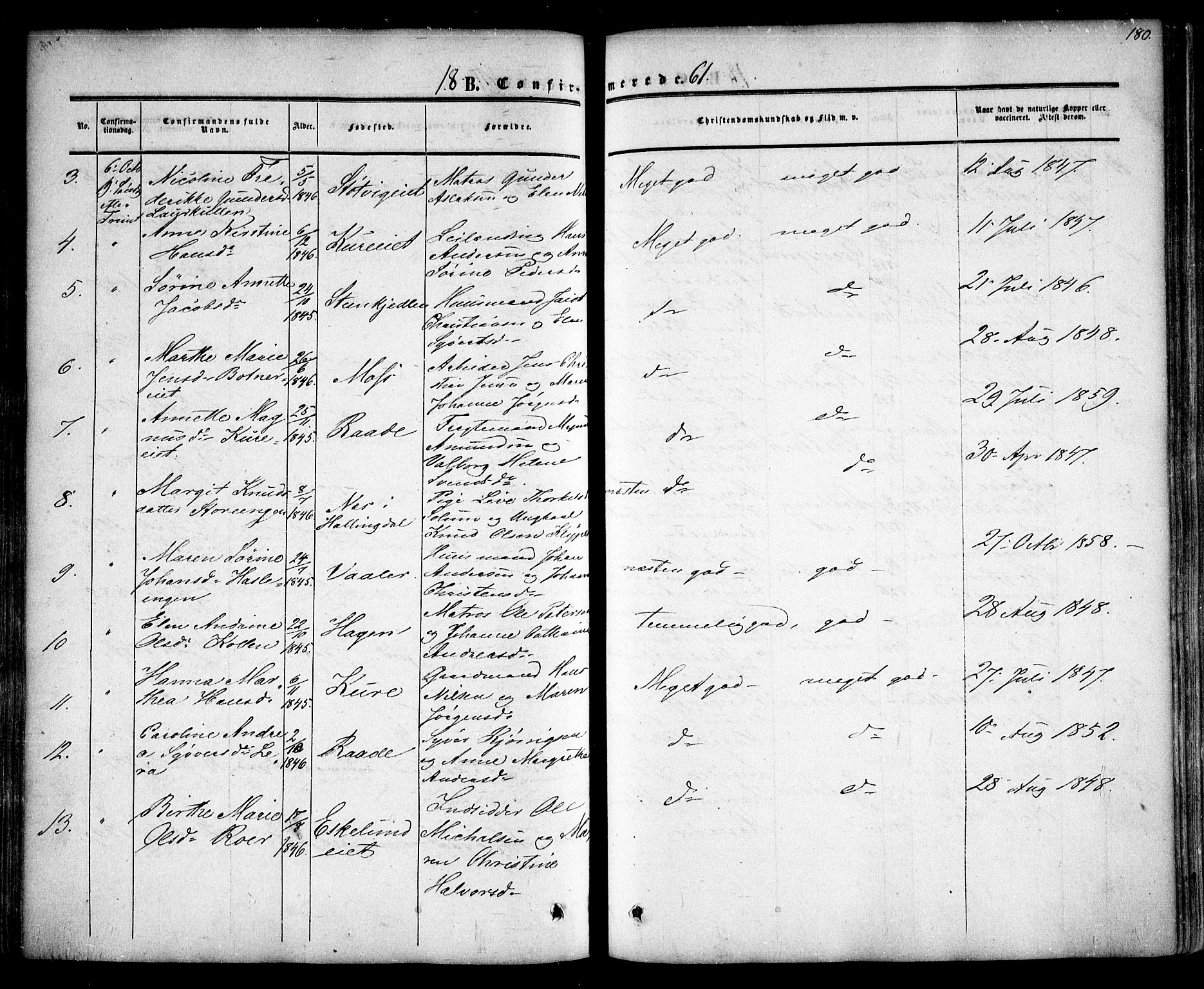 Rygge prestekontor Kirkebøker, SAO/A-10084b/F/Fa/L0005: Parish register (official) no. 5, 1852-1871, p. 180