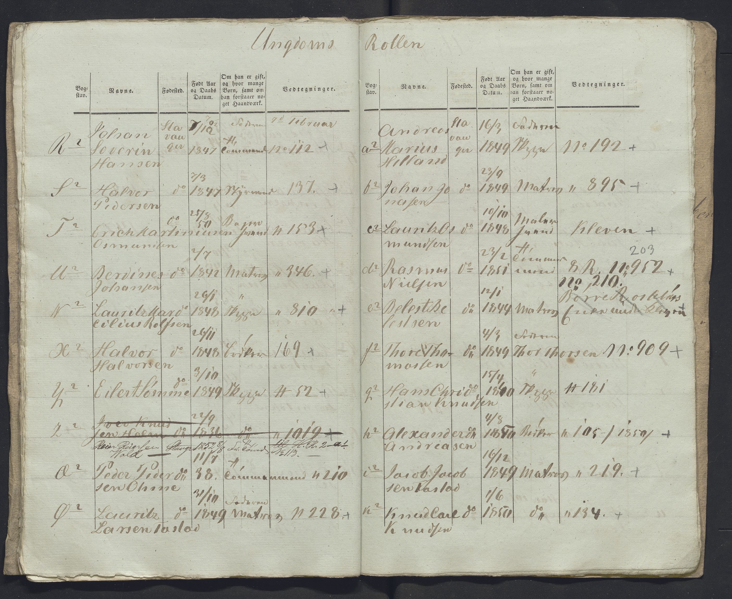 Innrulleringssjefen i Bergen, Avd. III. Bergen og Stavanger 1805-1850, AV/SAB-A-100467/H/Ha/L0009: Mannskapsruller, 1851-1852, p. 273