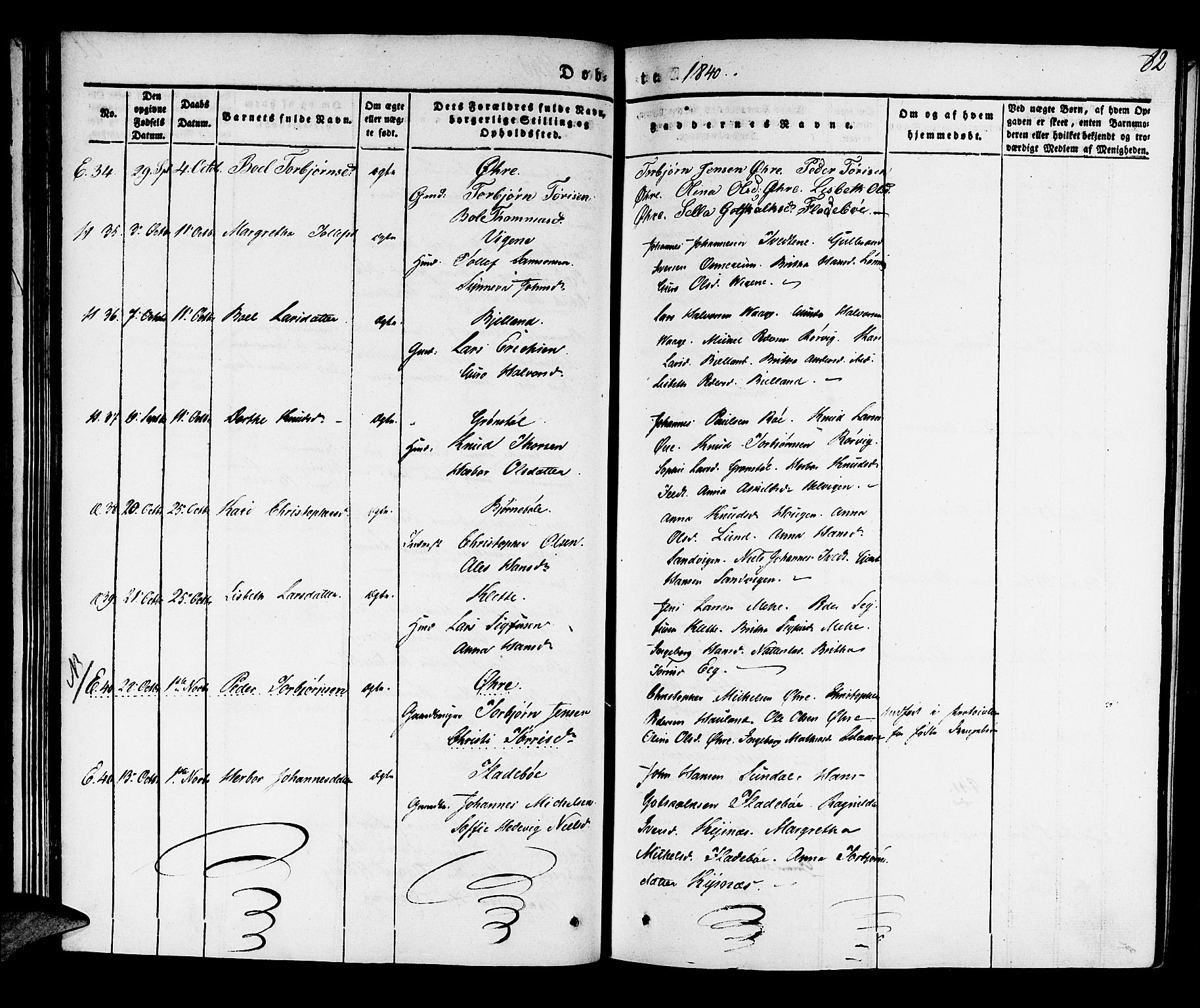 Kvinnherad sokneprestembete, AV/SAB-A-76401/H/Haa: Parish register (official) no. A 6, 1835-1843, p. 82