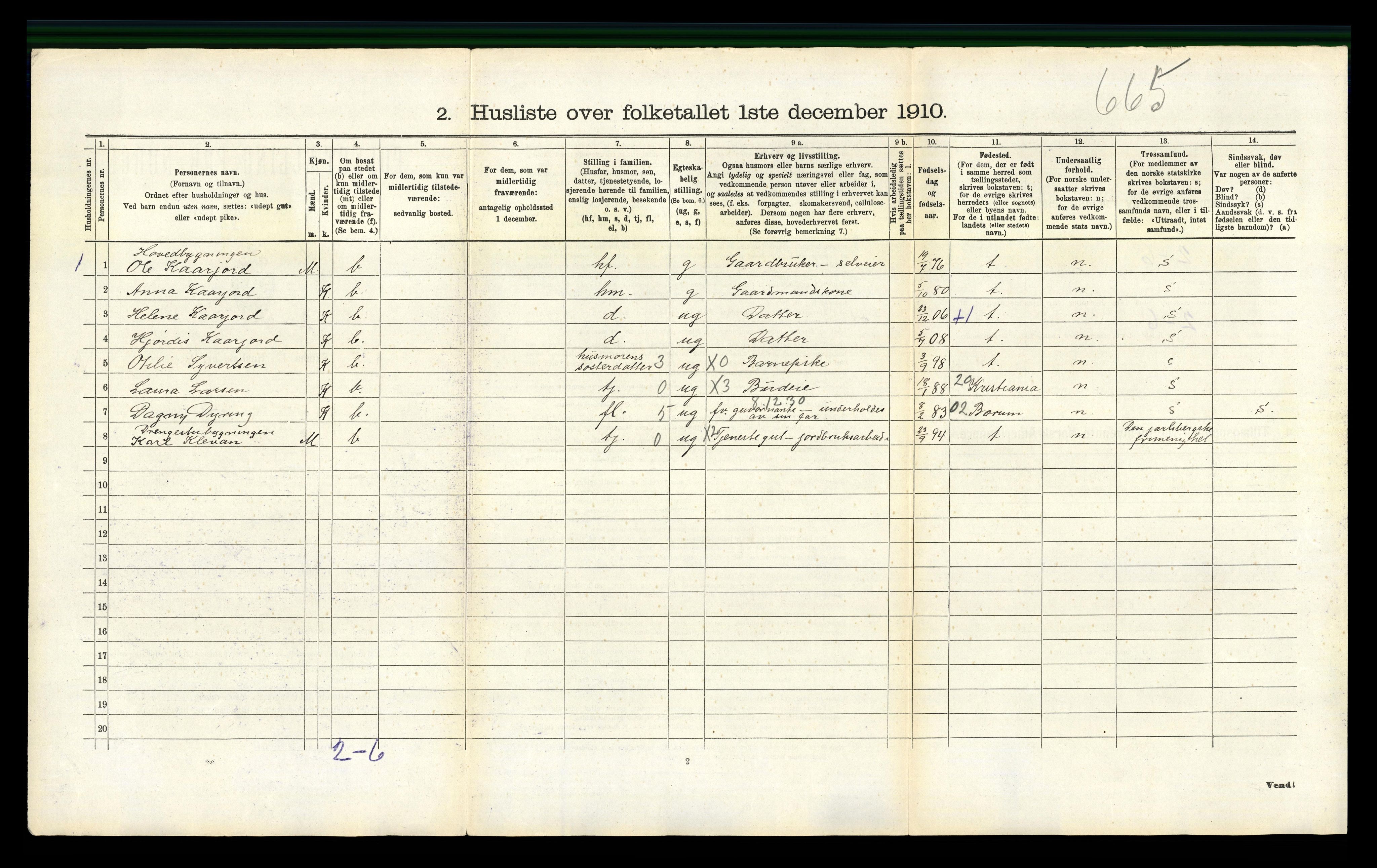 RA, 1910 census for Botne, 1910, p. 211