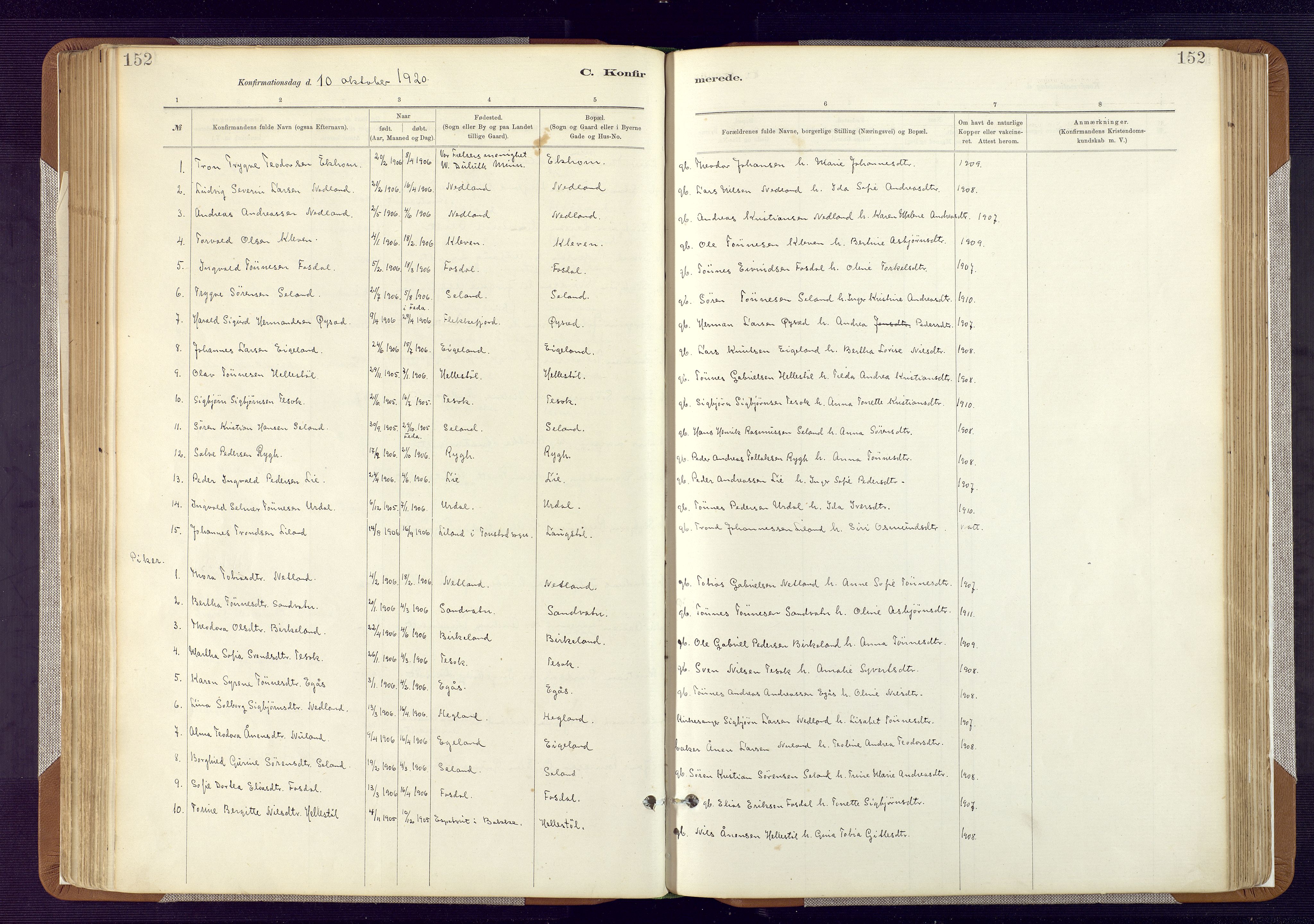 Bakke sokneprestkontor, SAK/1111-0002/F/Fa/Fab/L0003: Parish register (official) no. A 3, 1884-1921, p. 152