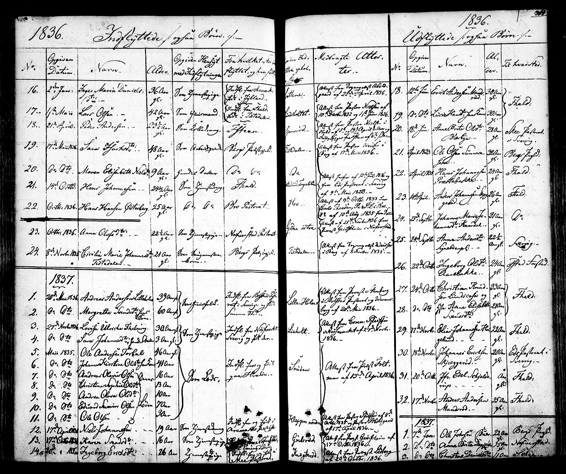 Idd prestekontor Kirkebøker, AV/SAO-A-10911/F/Fc/L0003: Parish register (official) no. III 3, 1832-1847, p. 314