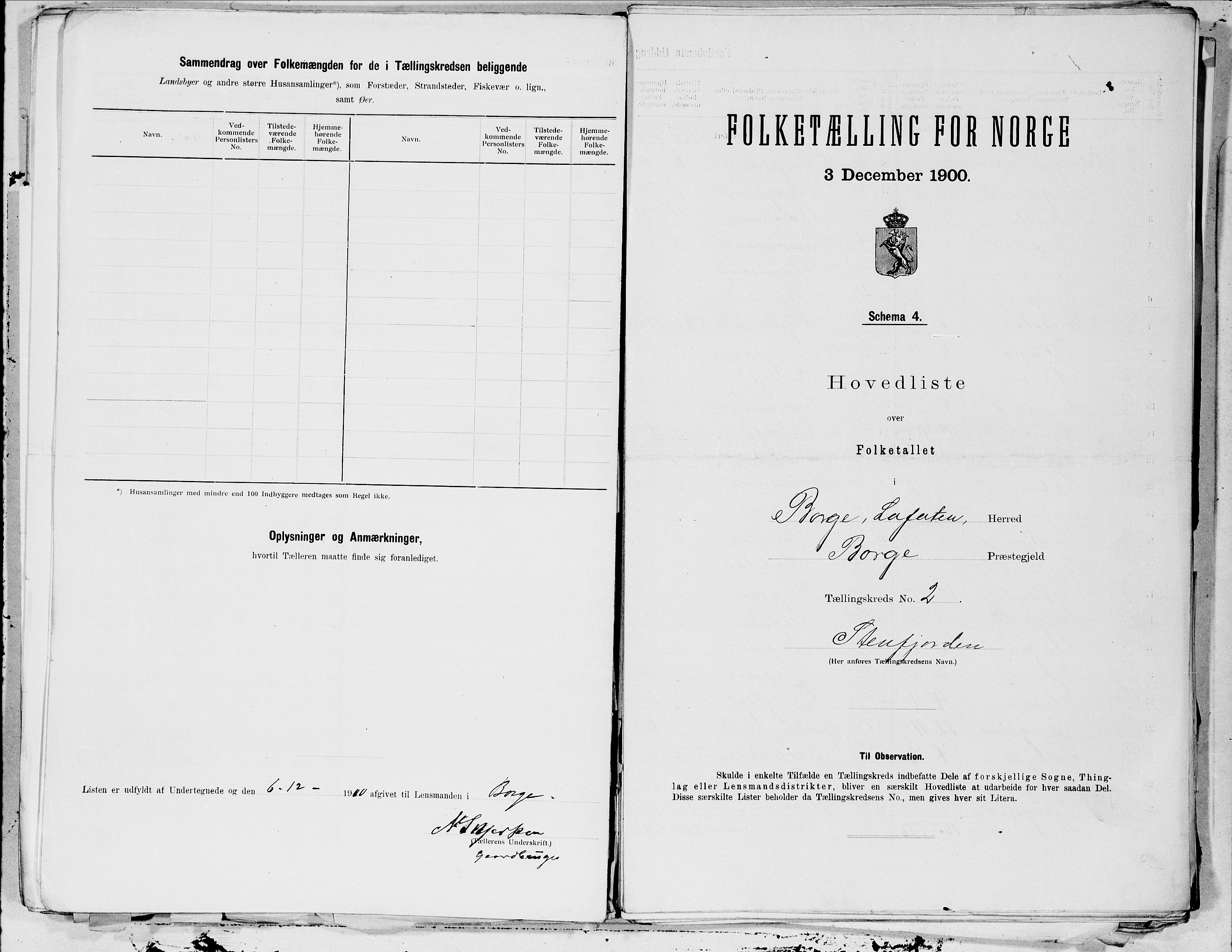 SAT, 1900 census for Borge, 1900, p. 4