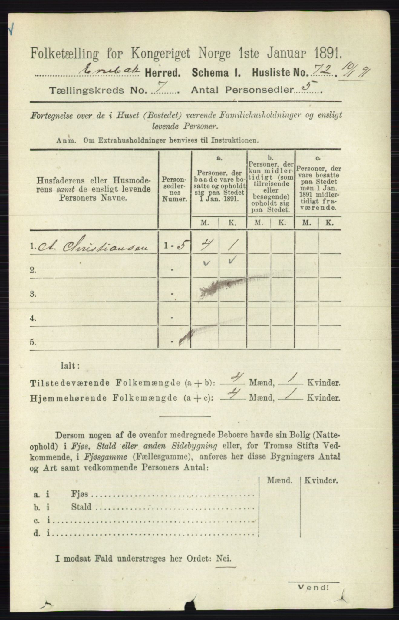 RA, 1891 census for 0229 Enebakk, 1891, p. 3558