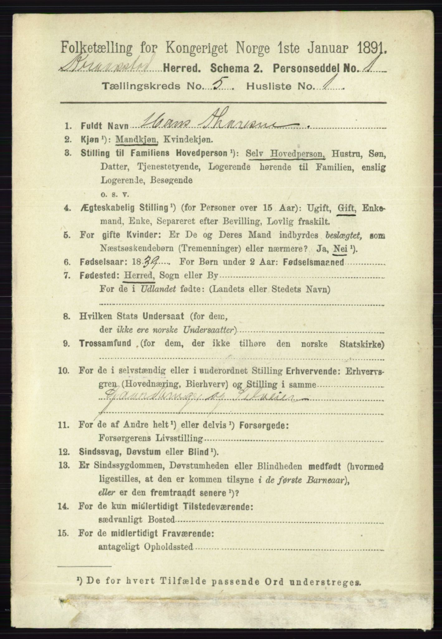 RA, 1891 census for 0212 Kråkstad, 1891, p. 2485