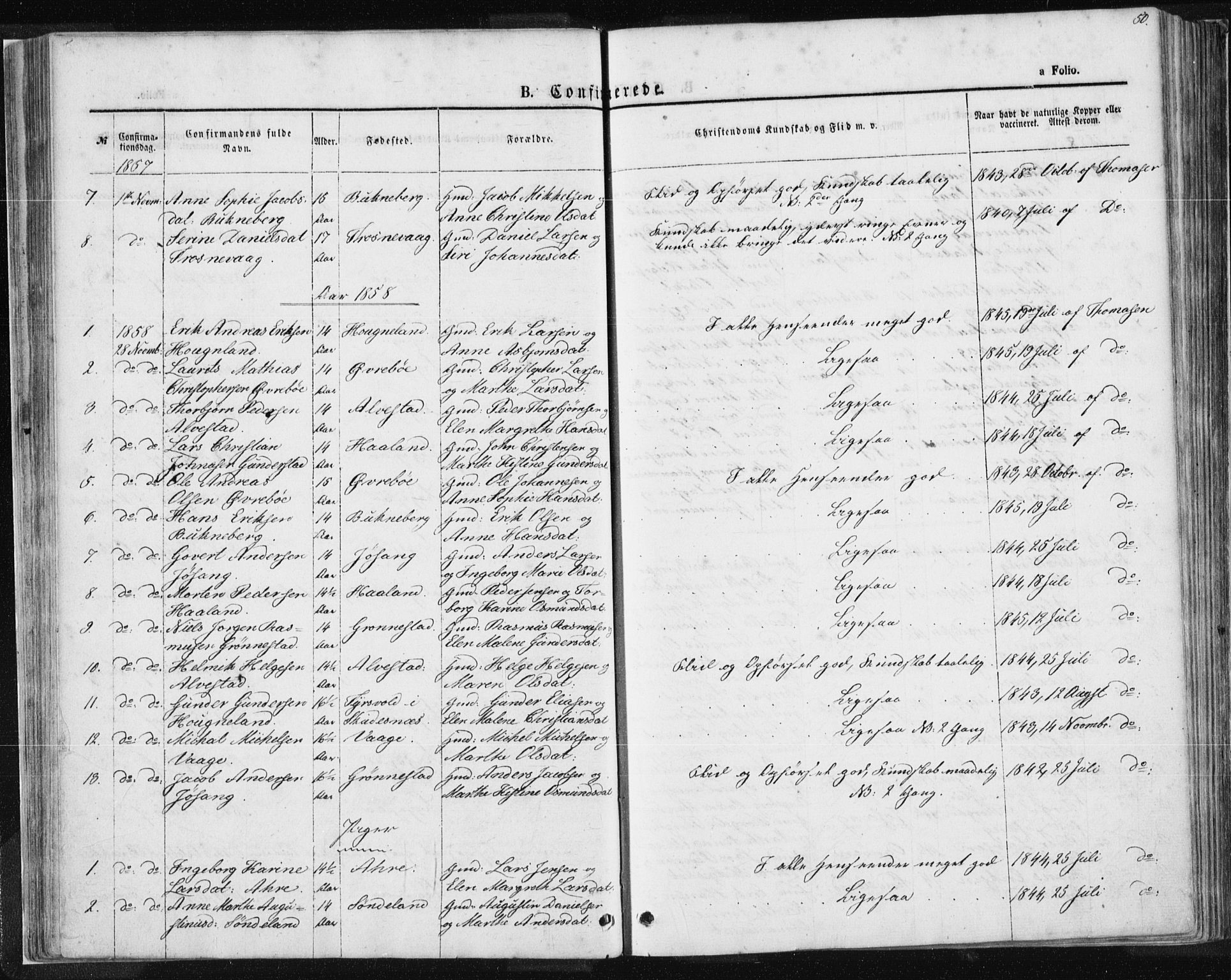 Tysvær sokneprestkontor, SAST/A -101864/H/Ha/Haa/L0004: Parish register (official) no. A 4, 1857-1878, p. 50