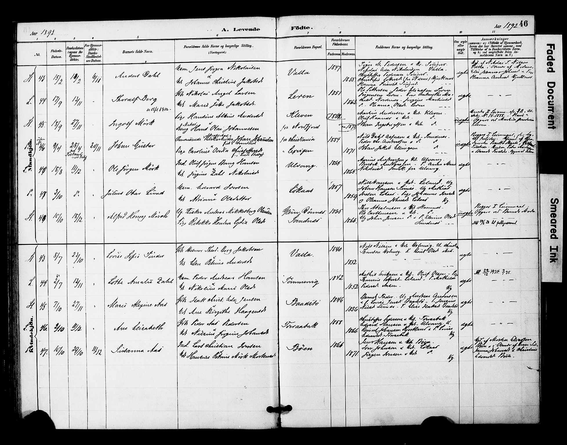 Ministerialprotokoller, klokkerbøker og fødselsregistre - Nordland, AV/SAT-A-1459/831/L0471: Parish register (official) no. 831A02, 1886-1901, p. 46