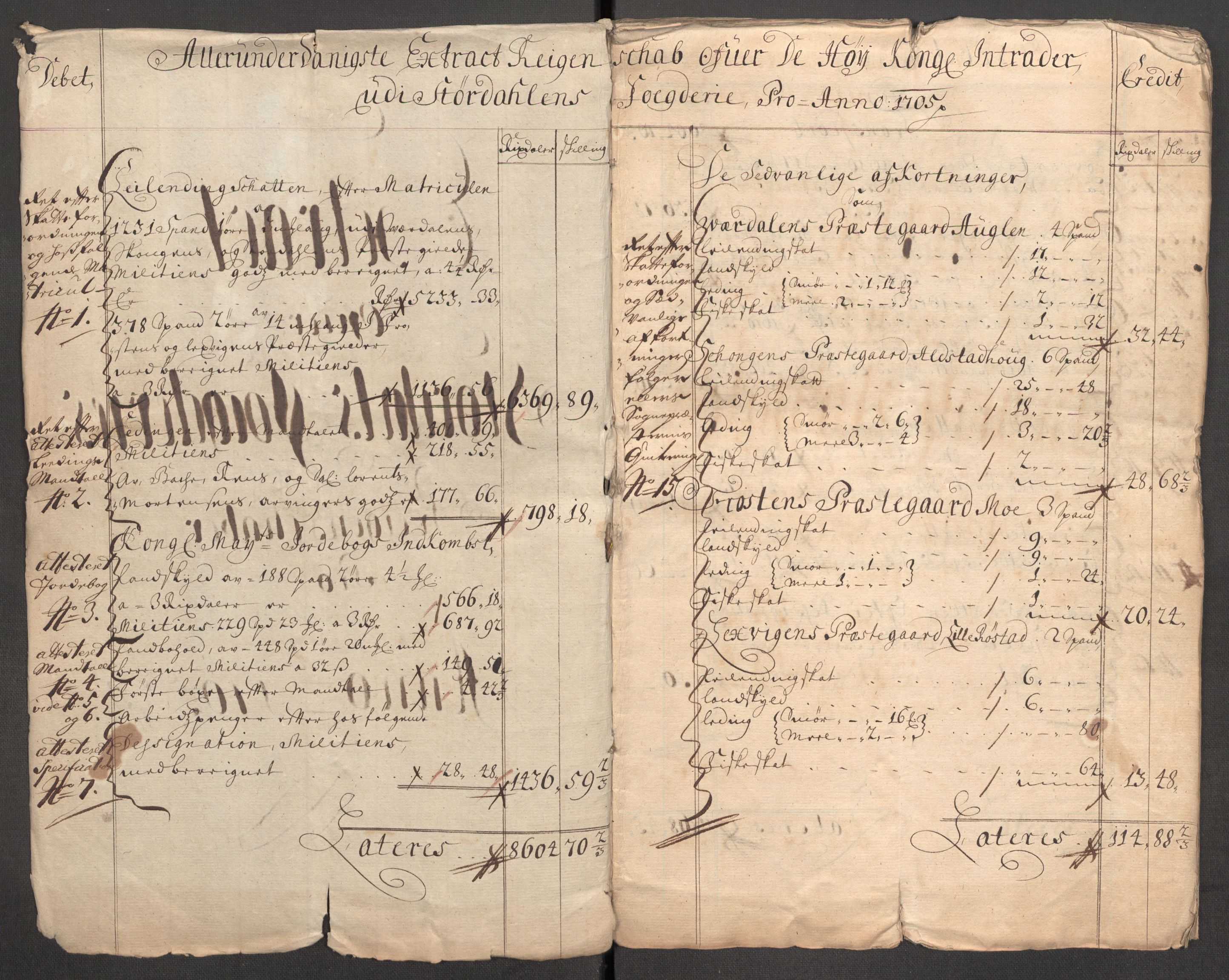 Rentekammeret inntil 1814, Reviderte regnskaper, Fogderegnskap, AV/RA-EA-4092/R62/L4196: Fogderegnskap Stjørdal og Verdal, 1705-1706, p. 5