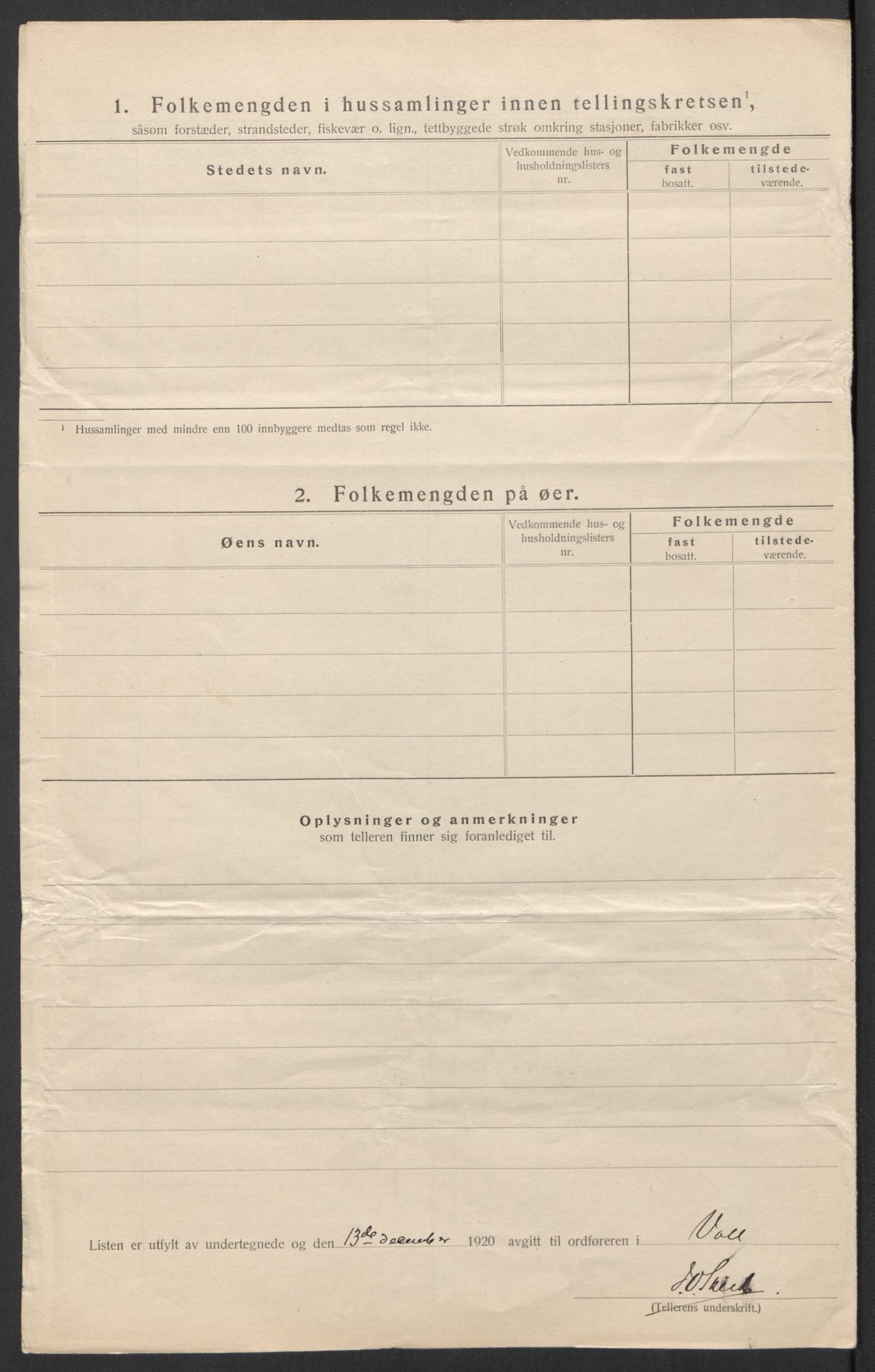 SAT, 1920 census for Voll, 1920, p. 15