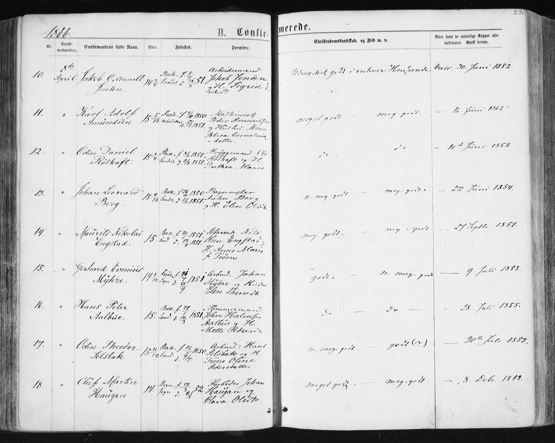 Ministerialprotokoller, klokkerbøker og fødselsregistre - Sør-Trøndelag, SAT/A-1456/604/L0186: Parish register (official) no. 604A07, 1866-1877, p. 231