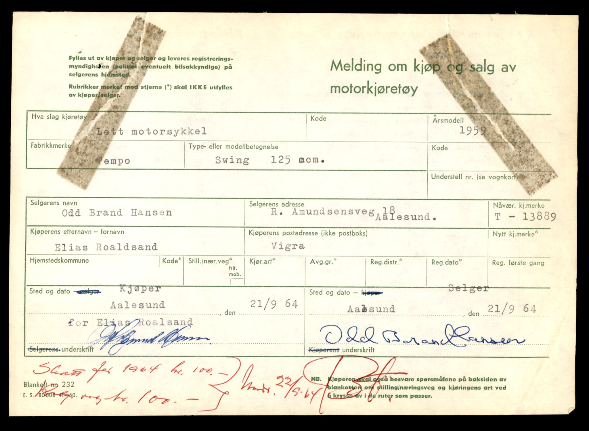 Møre og Romsdal vegkontor - Ålesund trafikkstasjon, AV/SAT-A-4099/F/Fe/L0041: Registreringskort for kjøretøy T 13710 - T 13905, 1927-1998, p. 3089