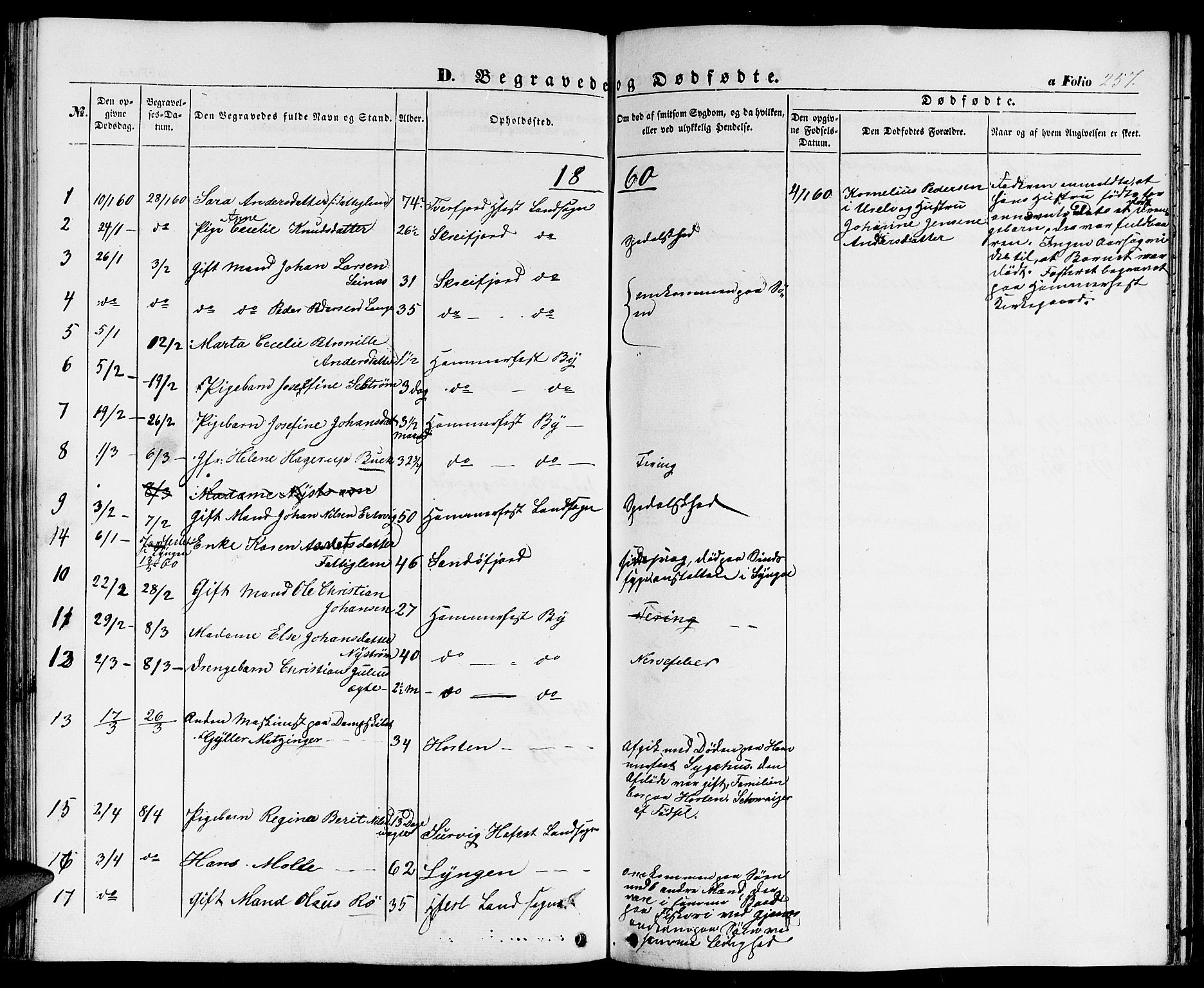 Hammerfest sokneprestkontor, SATØ/S-1347/H/Hb/L0002.klokk: Parish register (copy) no. 2, 1851-1861, p. 257