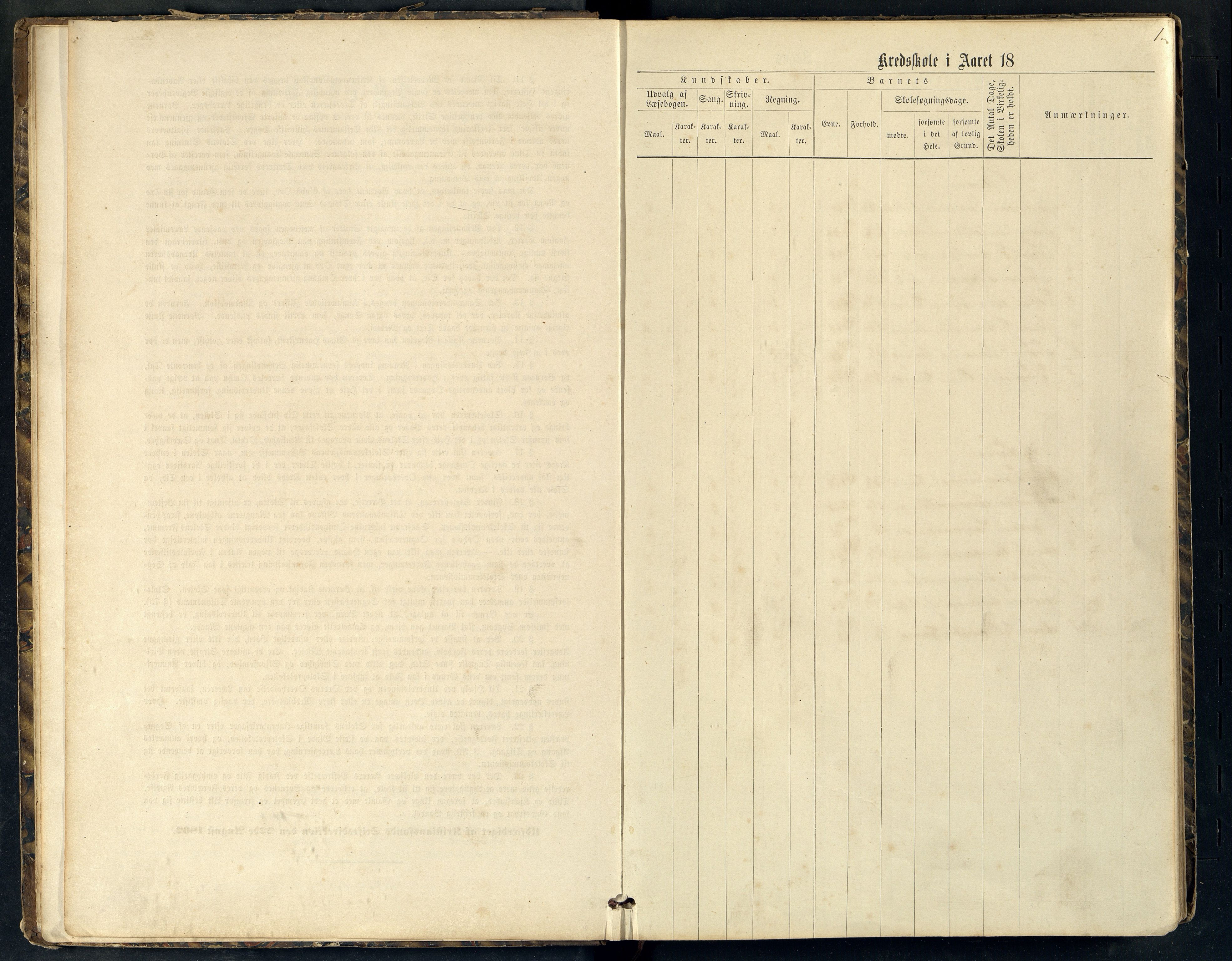 Lista kommune - Lunde Skole, ARKSOR/1003LI560/H/L0001: Skoleprotokoll, 1870-1882