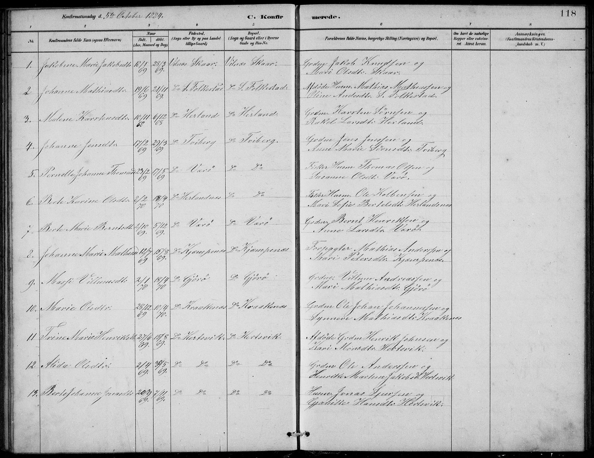 Askvoll sokneprestembete, SAB/A-79501/H/Hab/Habb/L0001: Parish register (copy) no. B 1, 1879-1909, p. 118