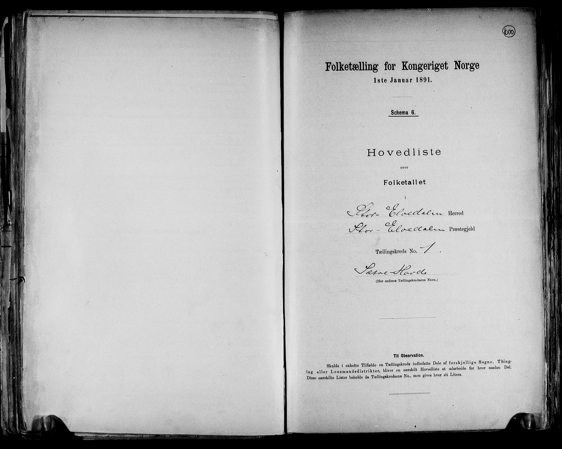 RA, 1891 census for 0430 Stor-Elvdal, 1891, p. 4