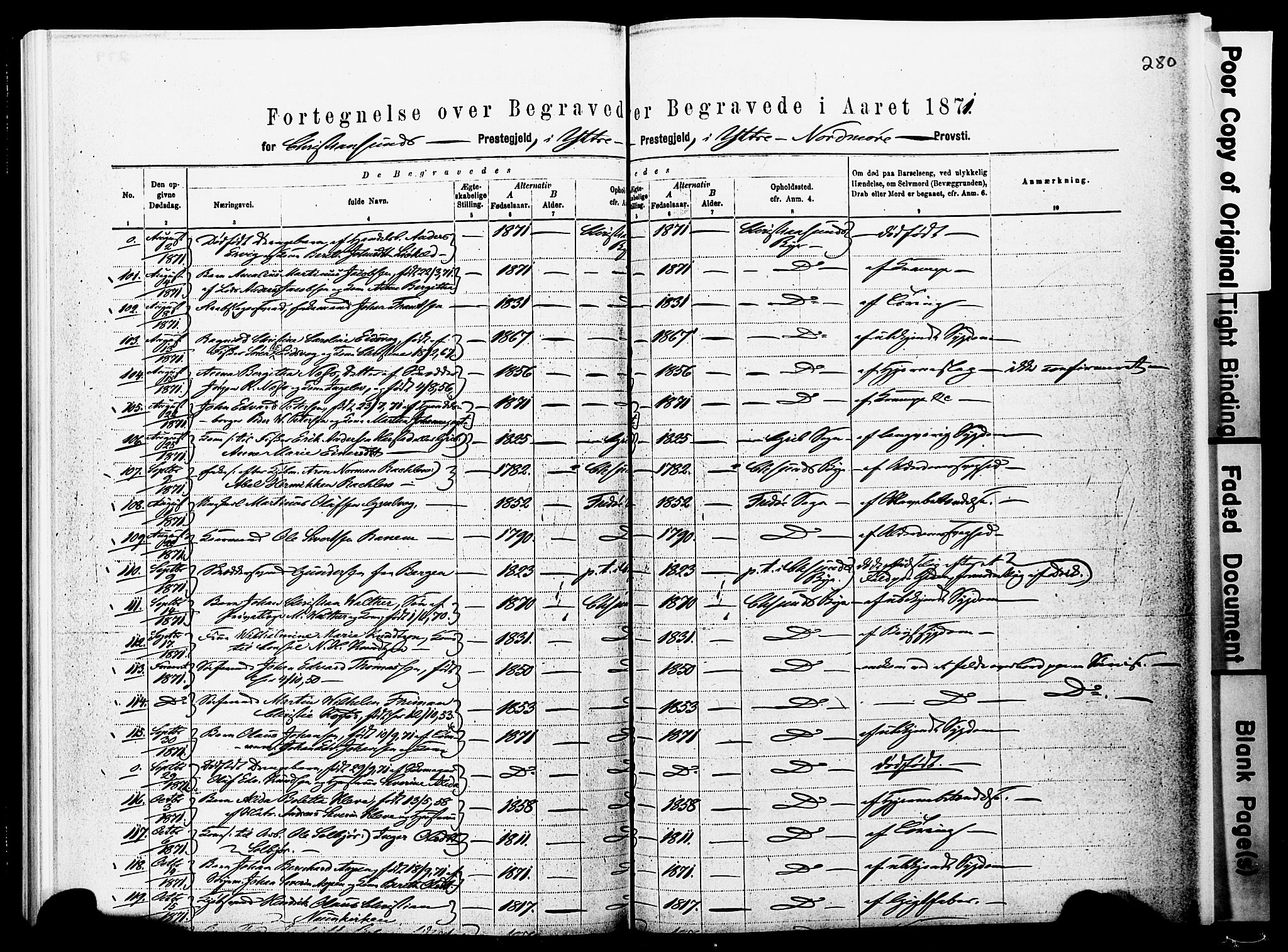 Ministerialprotokoller, klokkerbøker og fødselsregistre - Møre og Romsdal, AV/SAT-A-1454/572/L0857: Parish register (official) no. 572D01, 1866-1872, p. 279-280