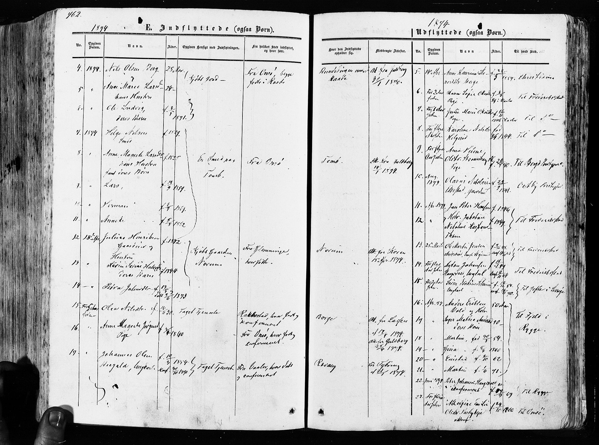 Råde prestekontor kirkebøker, AV/SAO-A-2009/F/Fa/L0006: Parish register (official) no. 6, 1854-1877, p. 462