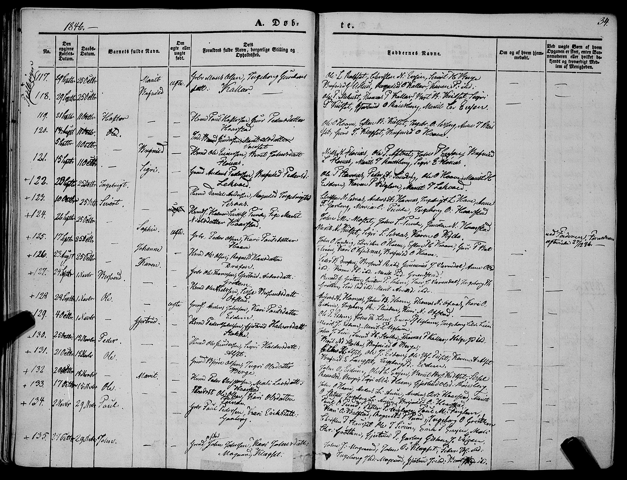 Ministerialprotokoller, klokkerbøker og fødselsregistre - Sør-Trøndelag, SAT/A-1456/695/L1145: Parish register (official) no. 695A06 /1, 1843-1859, p. 34