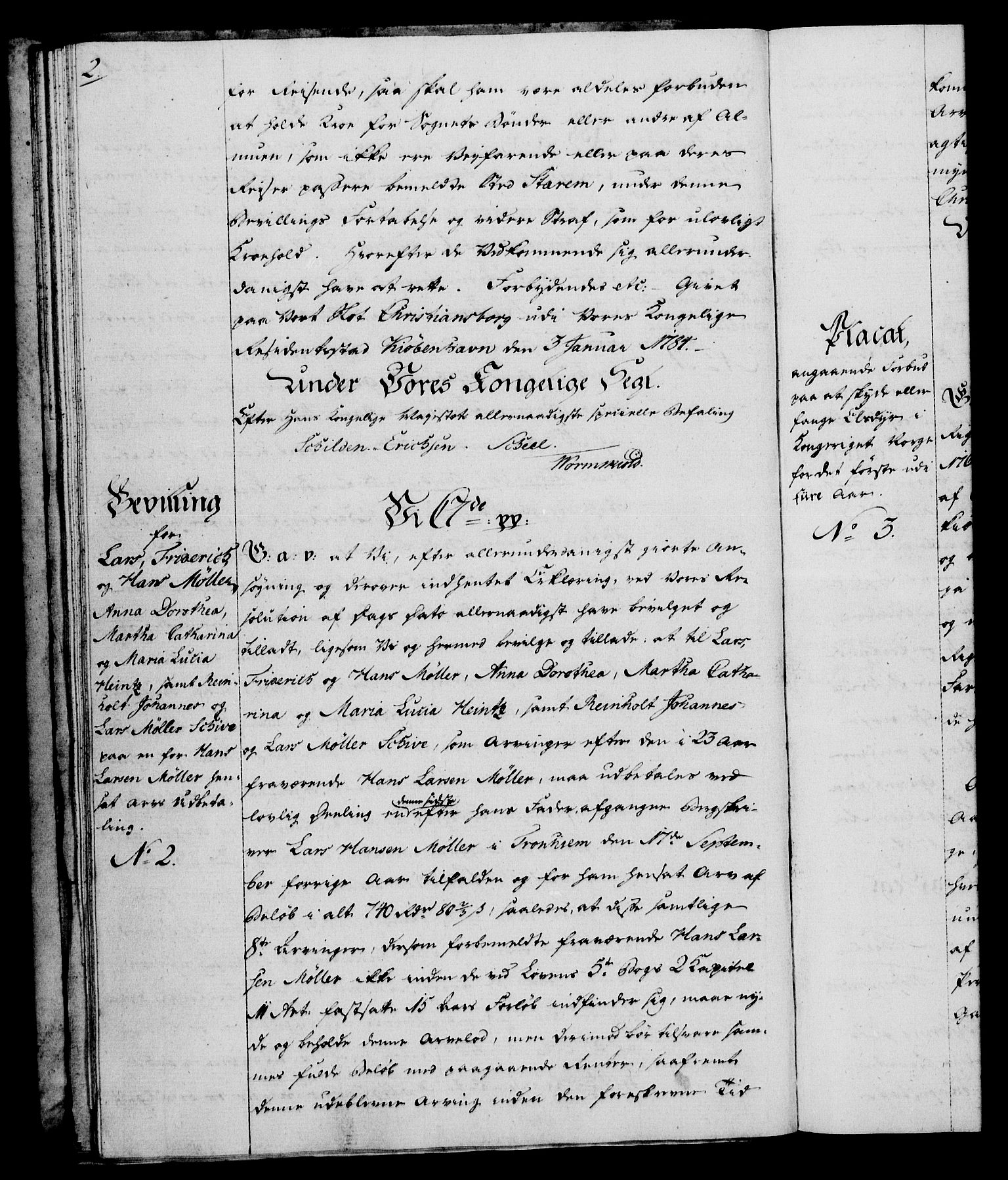Rentekammeret, Kammerkanselliet, RA/EA-3111/G/Gg/Gga/L0013: Norsk ekspedisjonsprotokoll med register (merket RK 53.13), 1784-1787, p. 2
