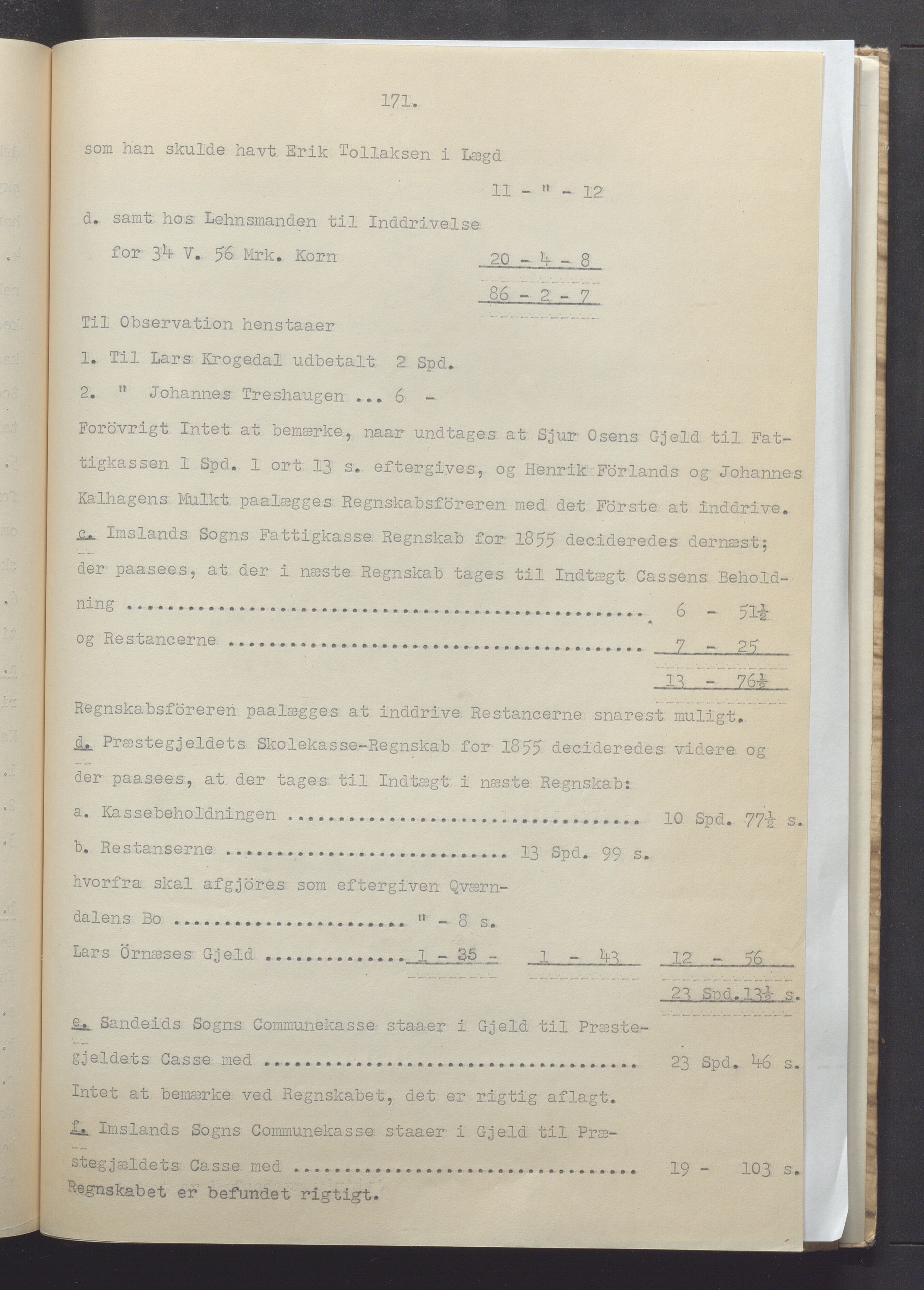 Vikedal kommune - Formannskapet, IKAR/K-100598/A/Ac/L0001: Avskrift av møtebok, 1837-1874, p. 171