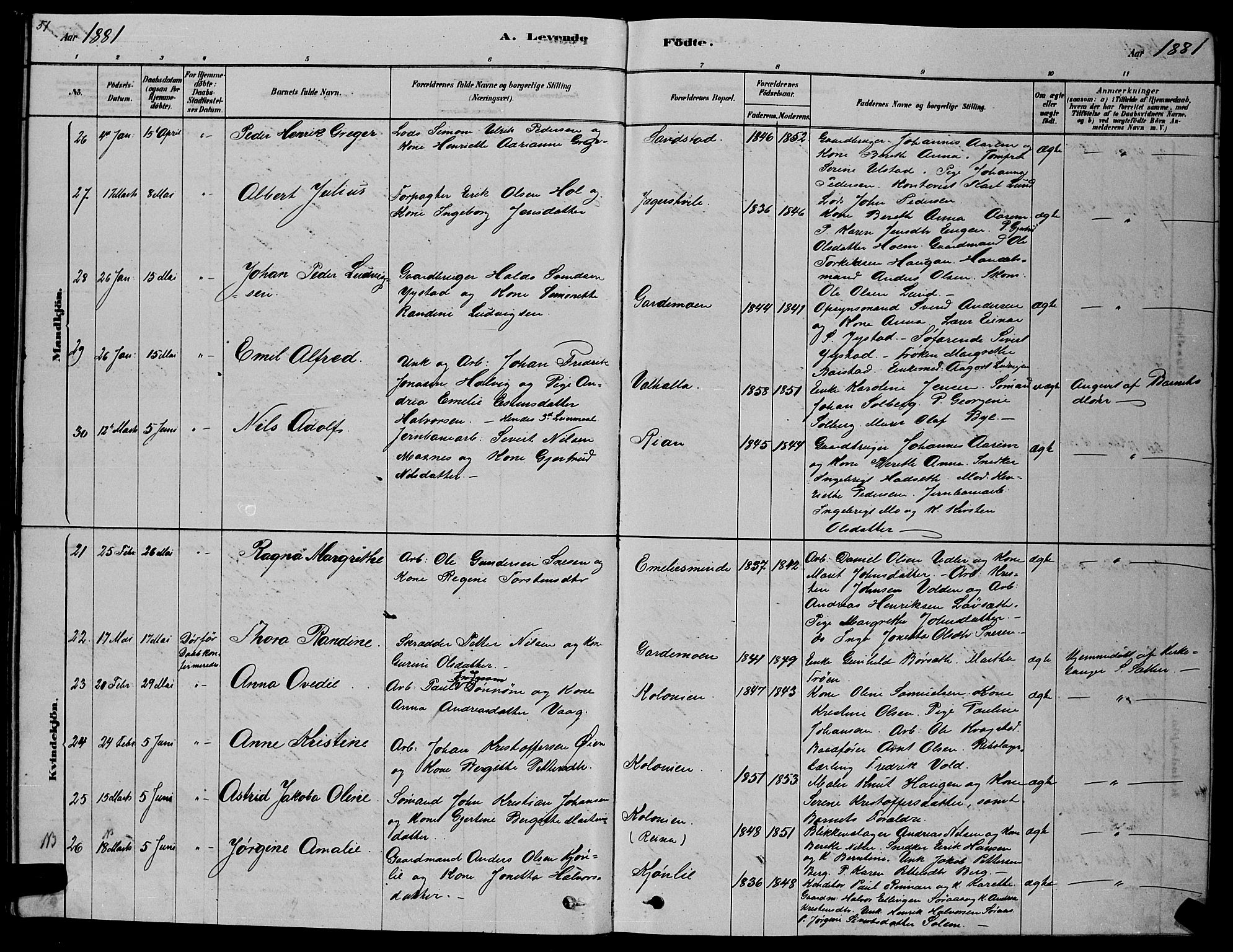 Ministerialprotokoller, klokkerbøker og fødselsregistre - Sør-Trøndelag, SAT/A-1456/606/L0312: Parish register (copy) no. 606C08, 1878-1894, p. 51