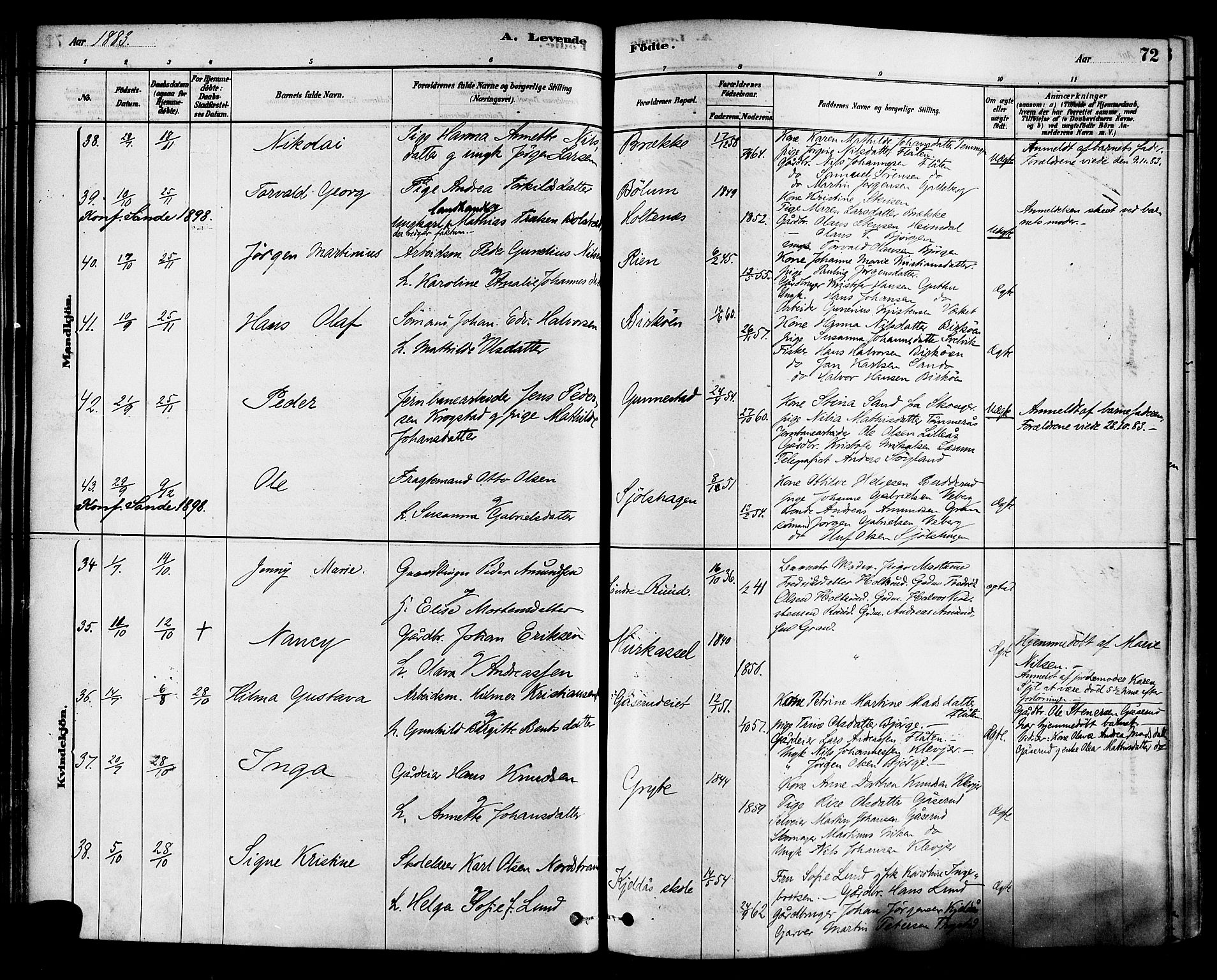 Sande Kirkebøker, SAKO/A-53/F/Fa/L0006: Parish register (official) no. 6, 1878-1888, p. 72