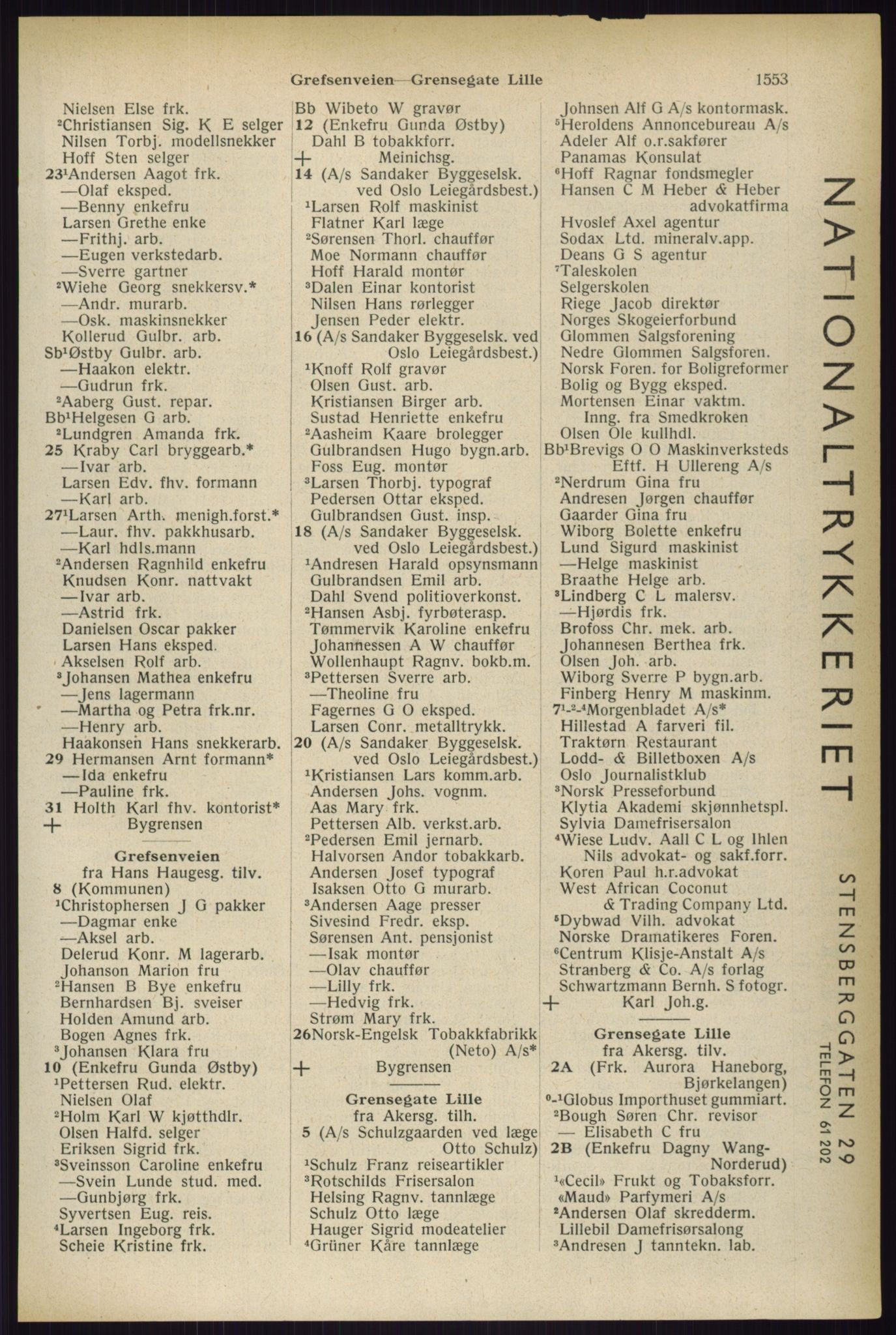 Kristiania/Oslo adressebok, PUBL/-, 1933, p. 1553