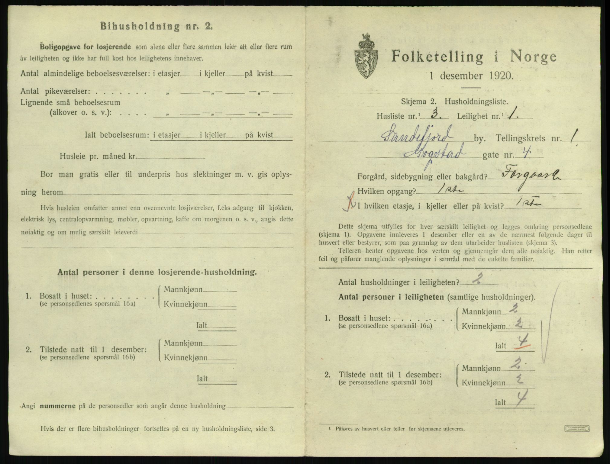 SAKO, 1920 census for Sandefjord, 1920, p. 1294