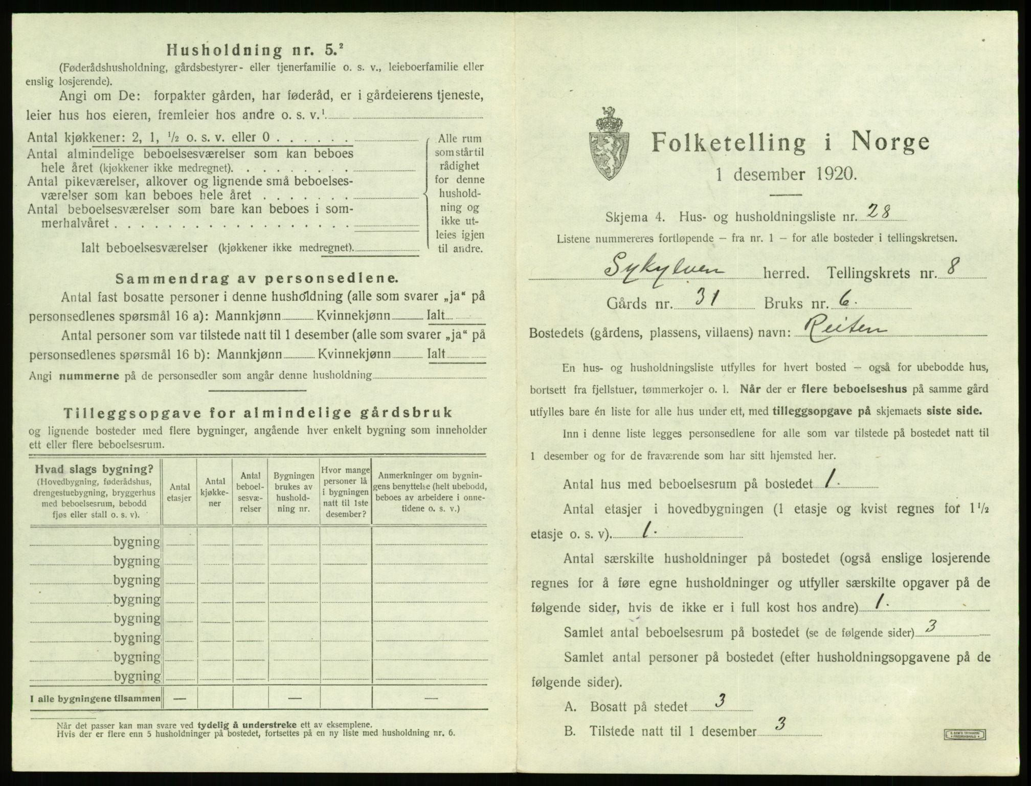 SAT, 1920 census for Sykkylven, 1920, p. 655