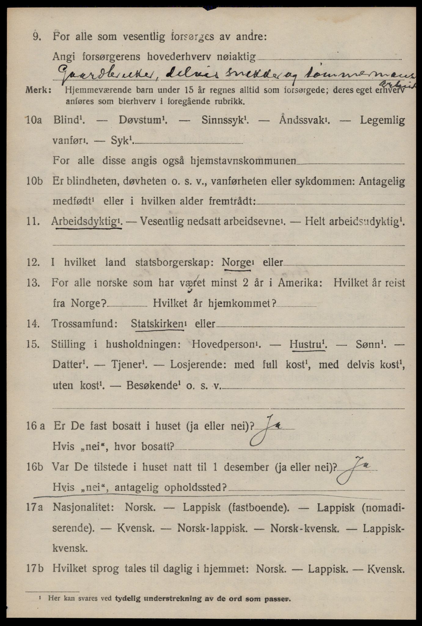 SAT, 1920 census for Orkland, 1920, p. 3337