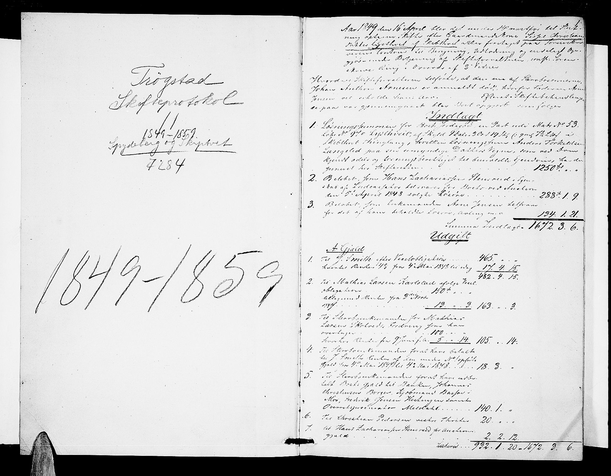 Trøgstad sorenskriveri, SAO/A-10659/H/Hd/L0001: Skifteutlodningsprotokoller, 1849-1859, p. 0b-1a