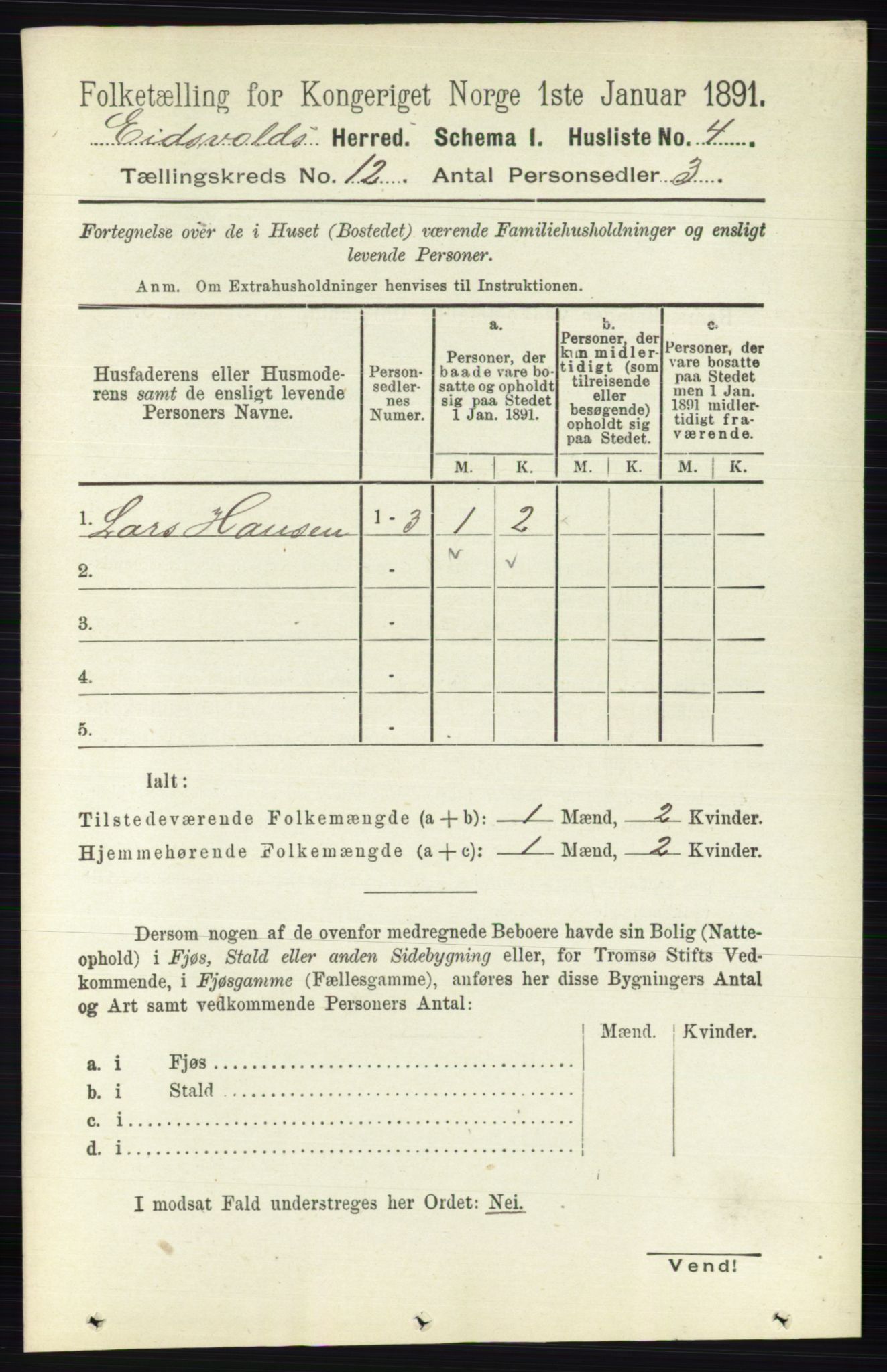 RA, 1891 census for 0237 Eidsvoll, 1891, p. 8410