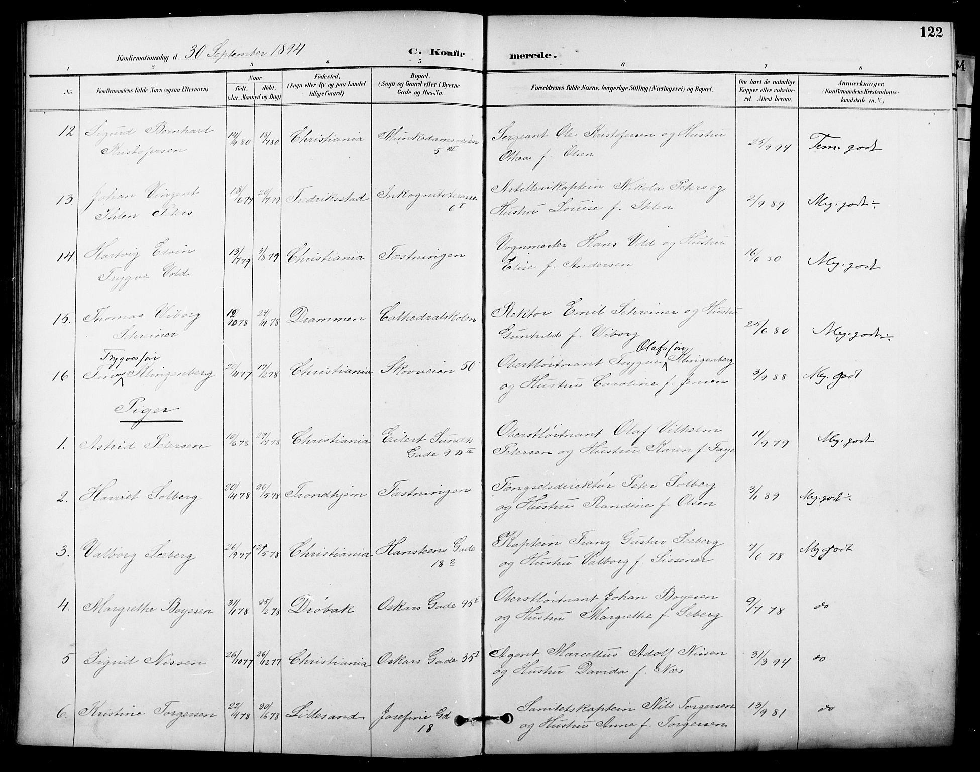 Garnisonsmenigheten Kirkebøker, SAO/A-10846/F/Fa/L0013: Parish register (official) no. 13, 1894-1904, p. 122