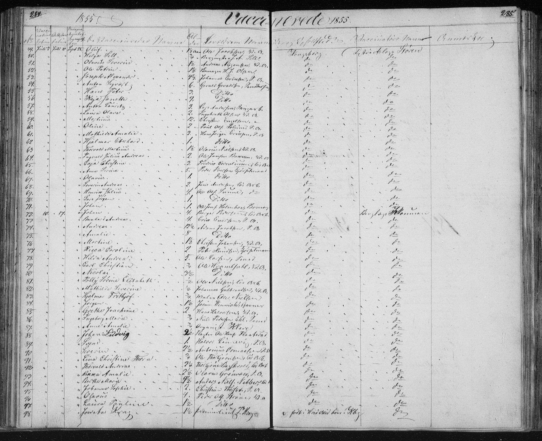Kongsberg kirkebøker, SAKO/A-22/F/Fa/L0009: Parish register (official) no. I 9, 1839-1858, p. 284-285