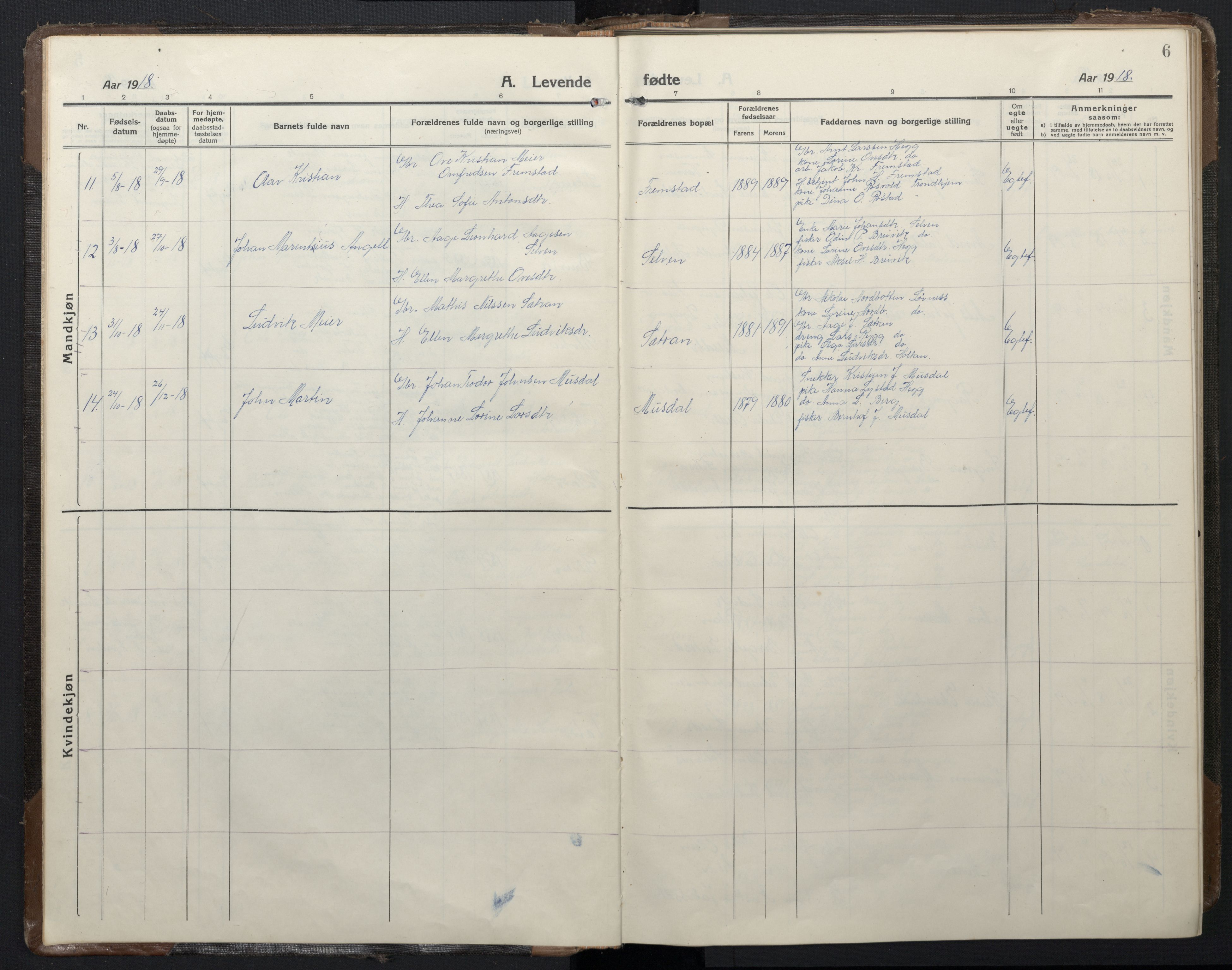 Ministerialprotokoller, klokkerbøker og fødselsregistre - Sør-Trøndelag, AV/SAT-A-1456/662/L0758: Parish register (copy) no. 662C03, 1918-1948, p. 6