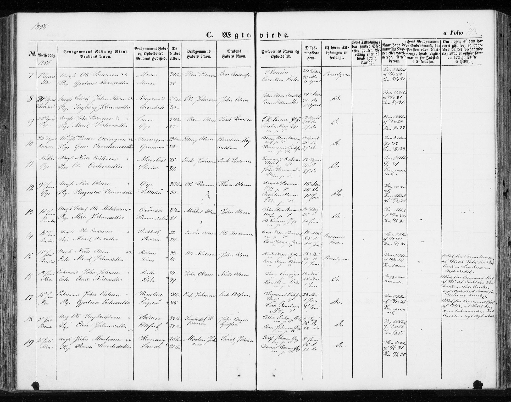 Ministerialprotokoller, klokkerbøker og fødselsregistre - Møre og Romsdal, AV/SAT-A-1454/595/L1044: Parish register (official) no. 595A06, 1852-1863, p. 173