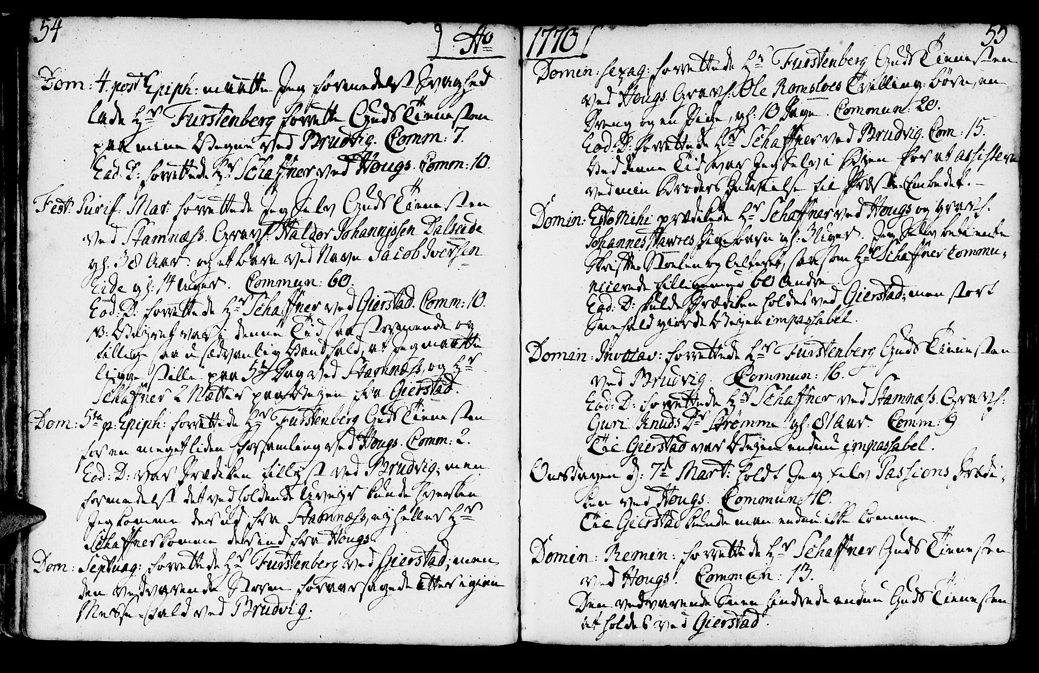 Haus sokneprestembete, AV/SAB-A-75601/H/Haa: Parish register (official) no. A 9, 1767-1781, p. 54-55